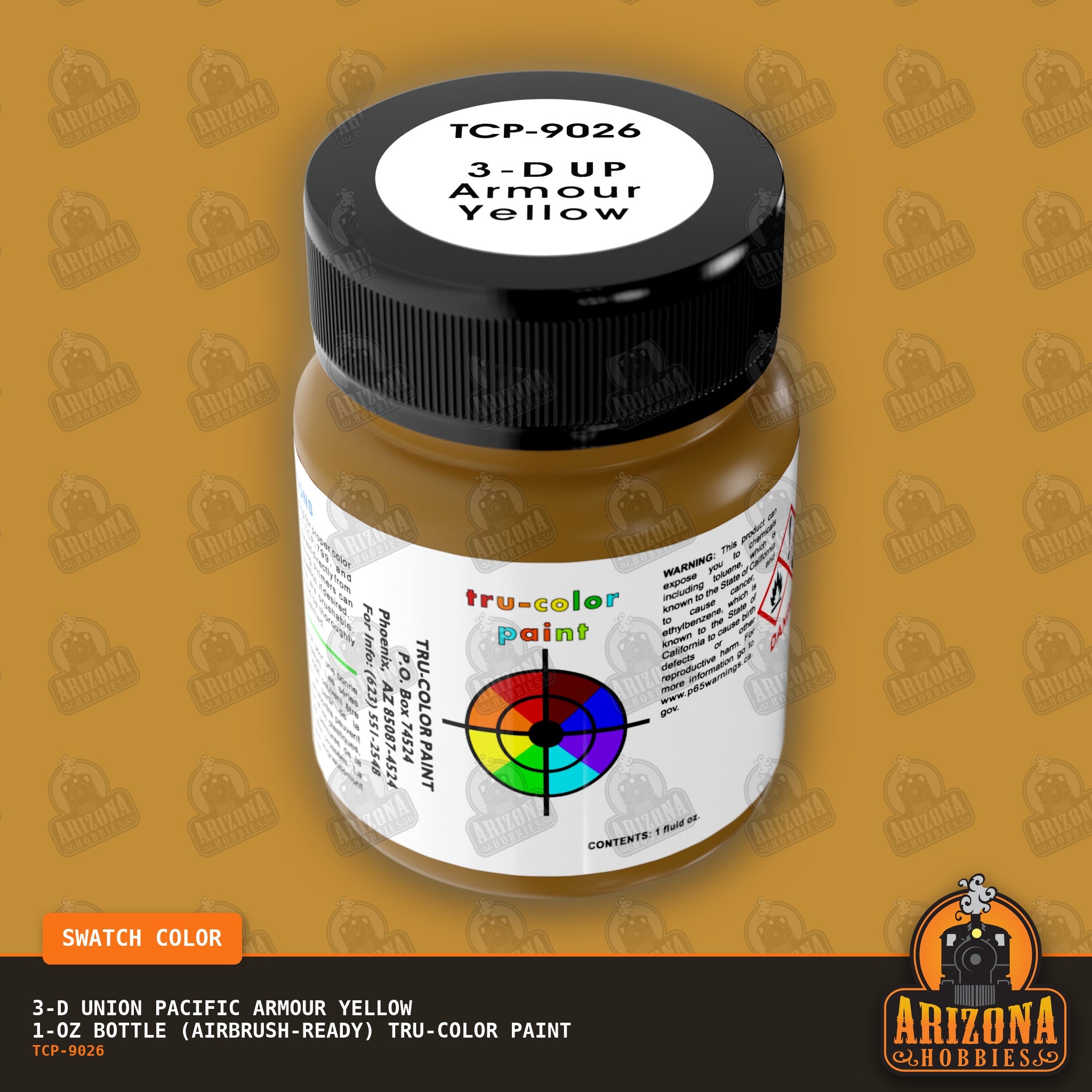 3-D Union Pacific ARMOUR YELLOW 1-oz bottle (Air-brush) Tru-Color Paint-with color swatch-Arizona Hobbies