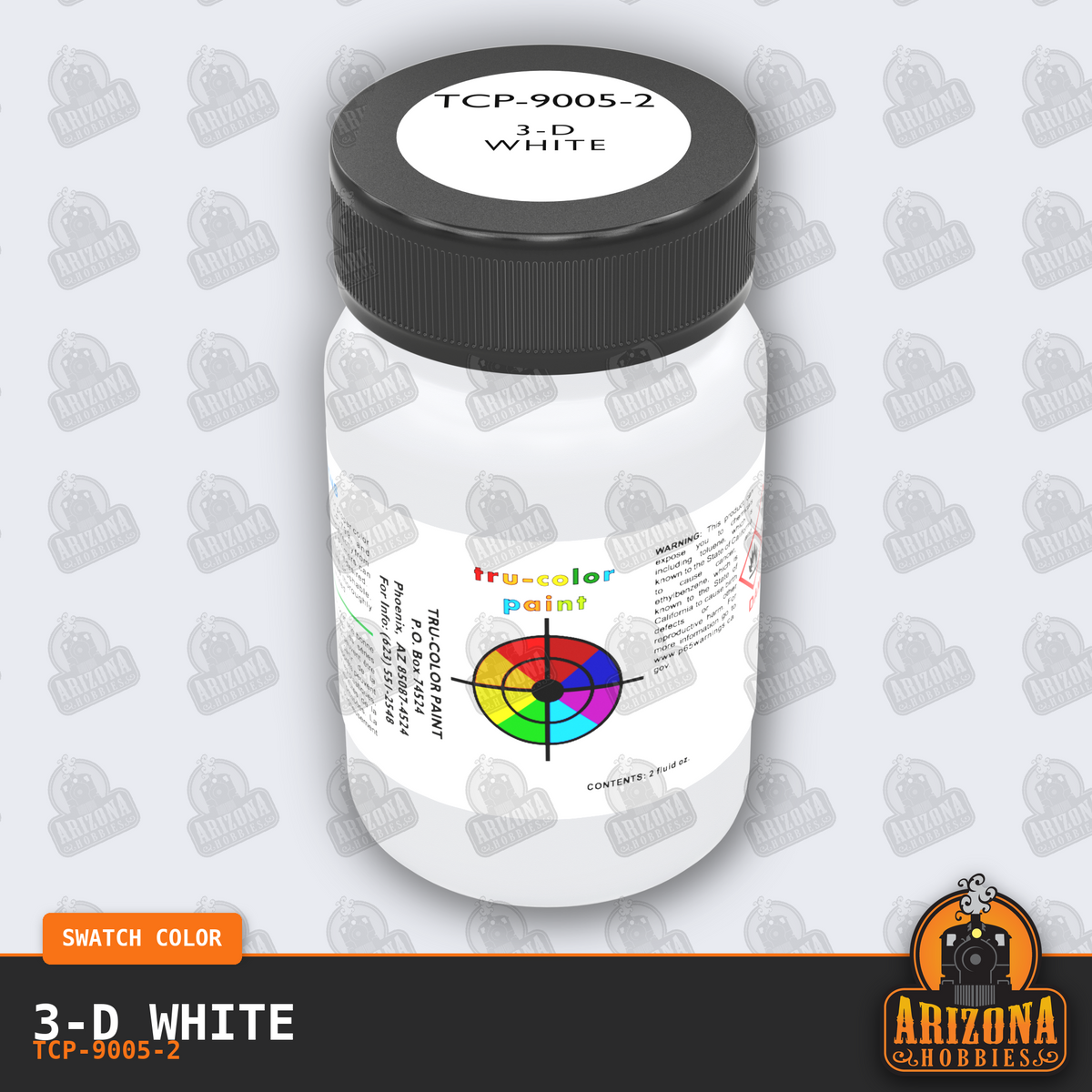 3-D WHITE 2-oz bottle (Air-brush) Tru-Color Paint SPECIAL ORDER ONLY-with color swatch-Arizona Hobbies