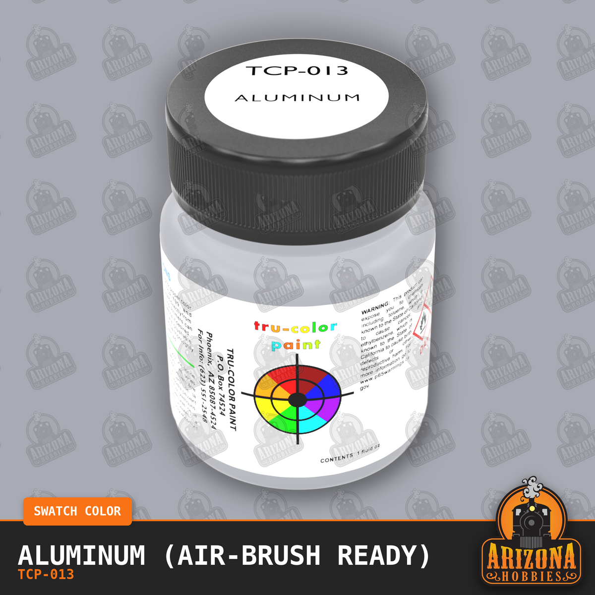 ALUMINUM 1-oz bottle (Air-brush) Tru-Color Paint-with color swatch-Arizona Hobbies
