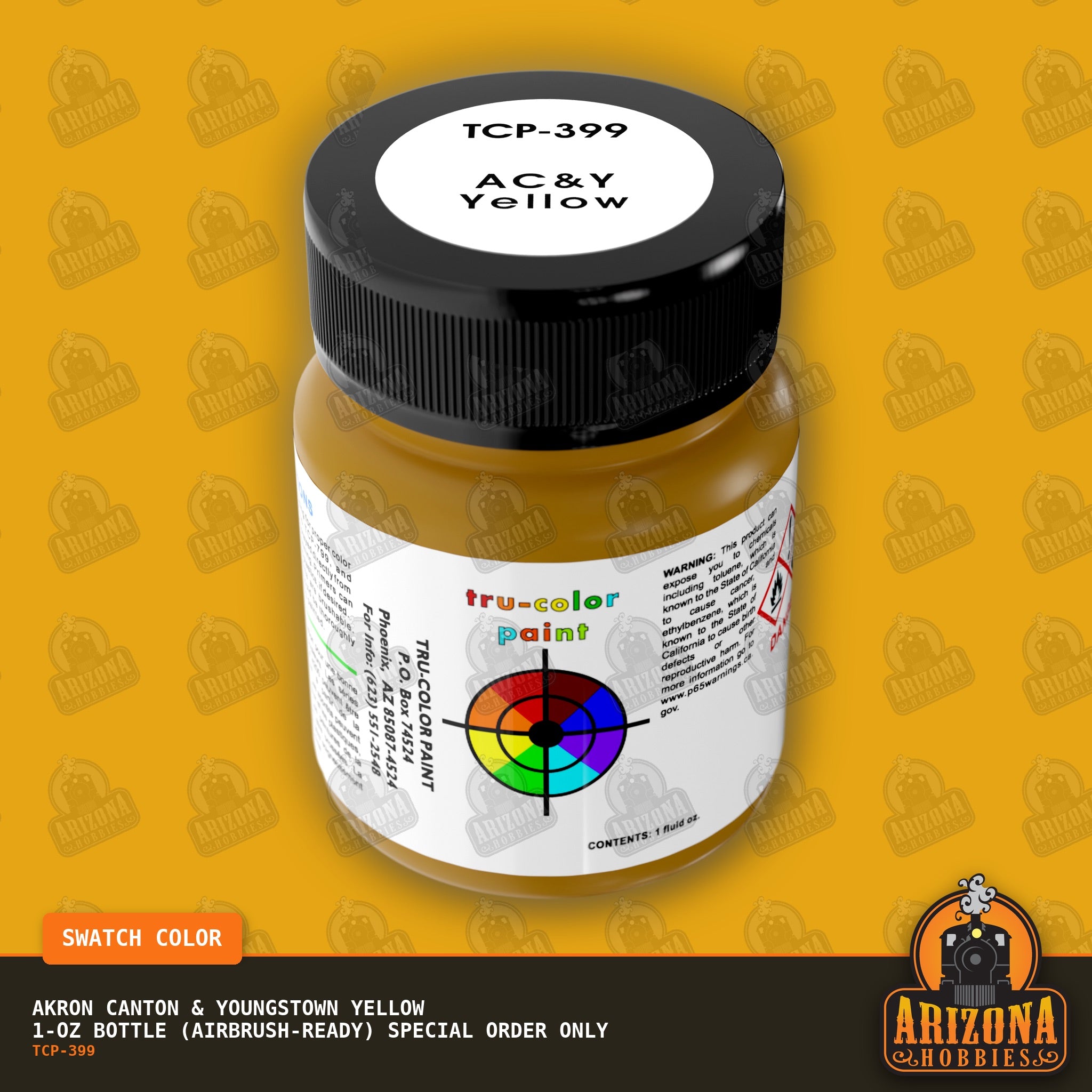 Akron Canton & Youngstown YELLOW 1-oz bottle (Air-brush) SPECIAL ORDER ONLY-with color swatch-Arizona Hobbies