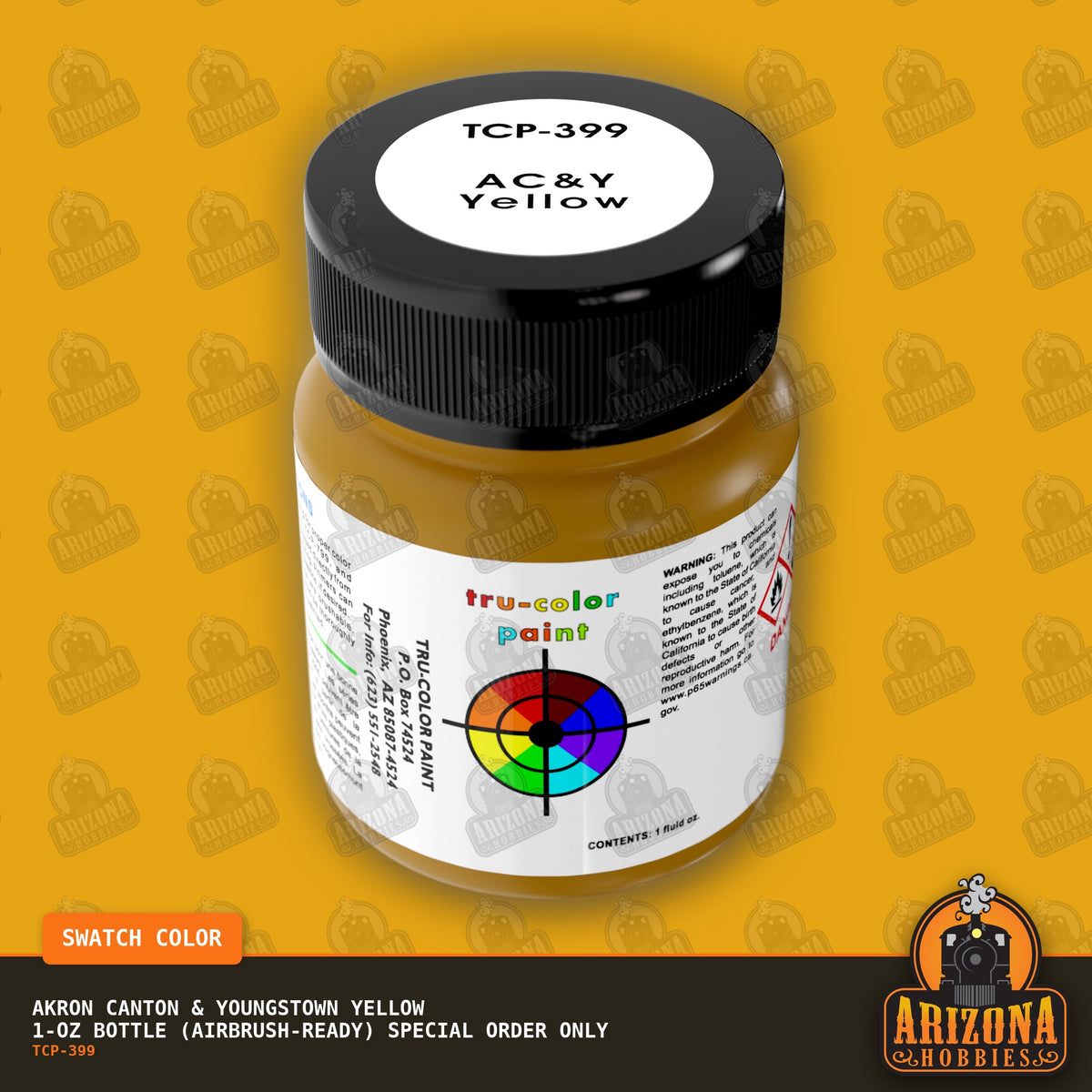 Akron Canton & Youngstown YELLOW 1-oz bottle (Air-brush) SPECIAL ORDER ONLY-with color swatch-Arizona Hobbies