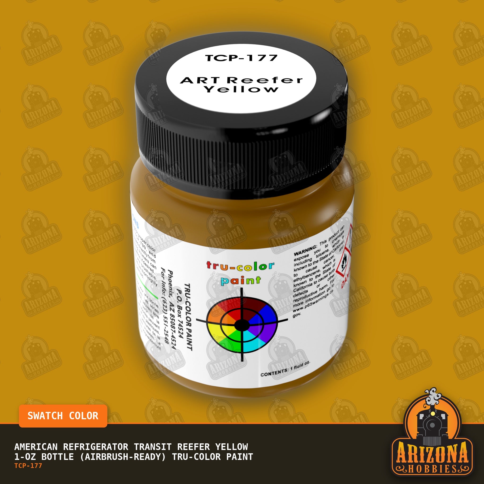 American Refrigerator Transit REEFER YELLOW 1-oz bottle (Air-brush) Tru-Color Paint-with color swatch-Arizona Hobbies