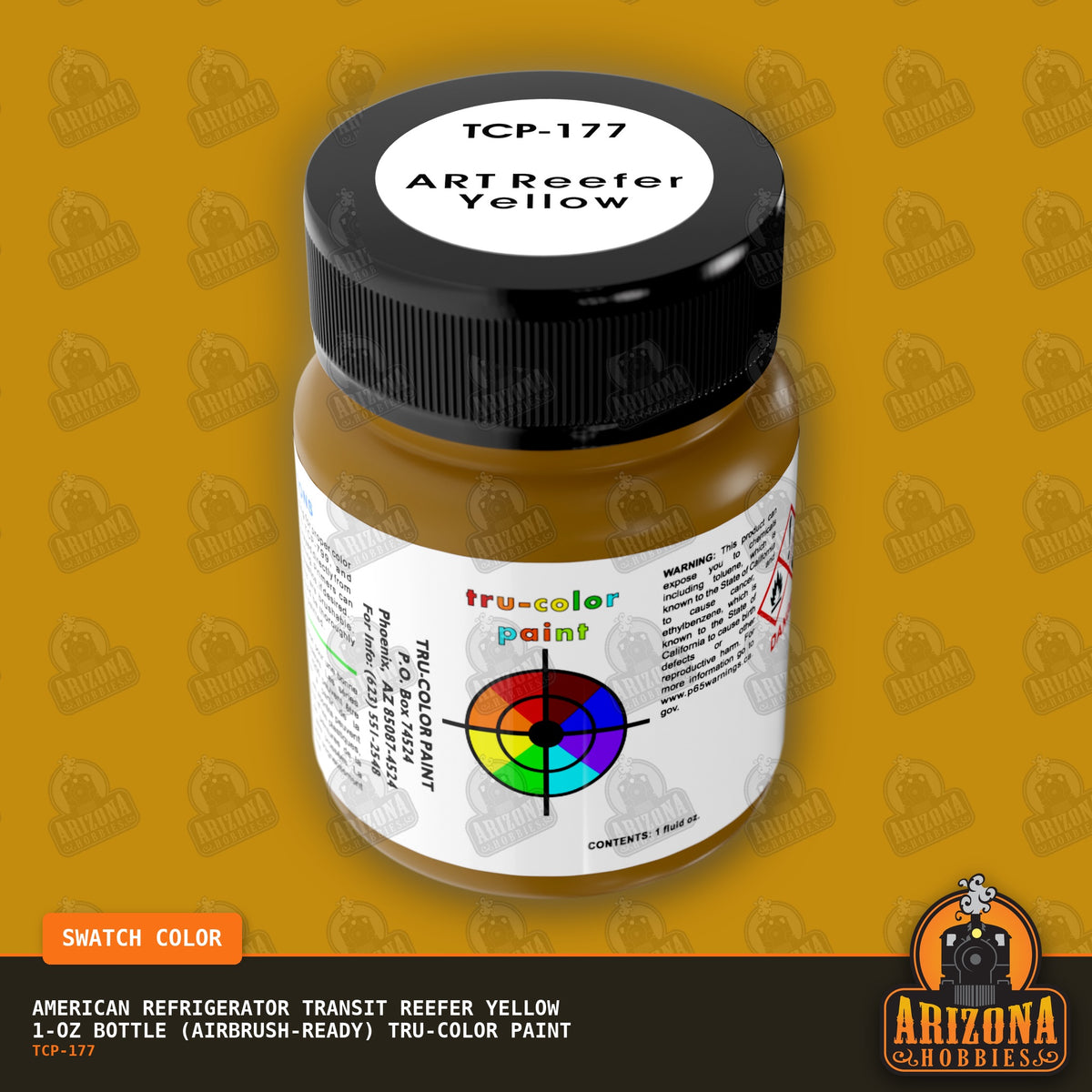 American Refrigerator Transit REEFER YELLOW 1-oz bottle (Air-brush) Tru-Color Paint-with color swatch-Arizona Hobbies