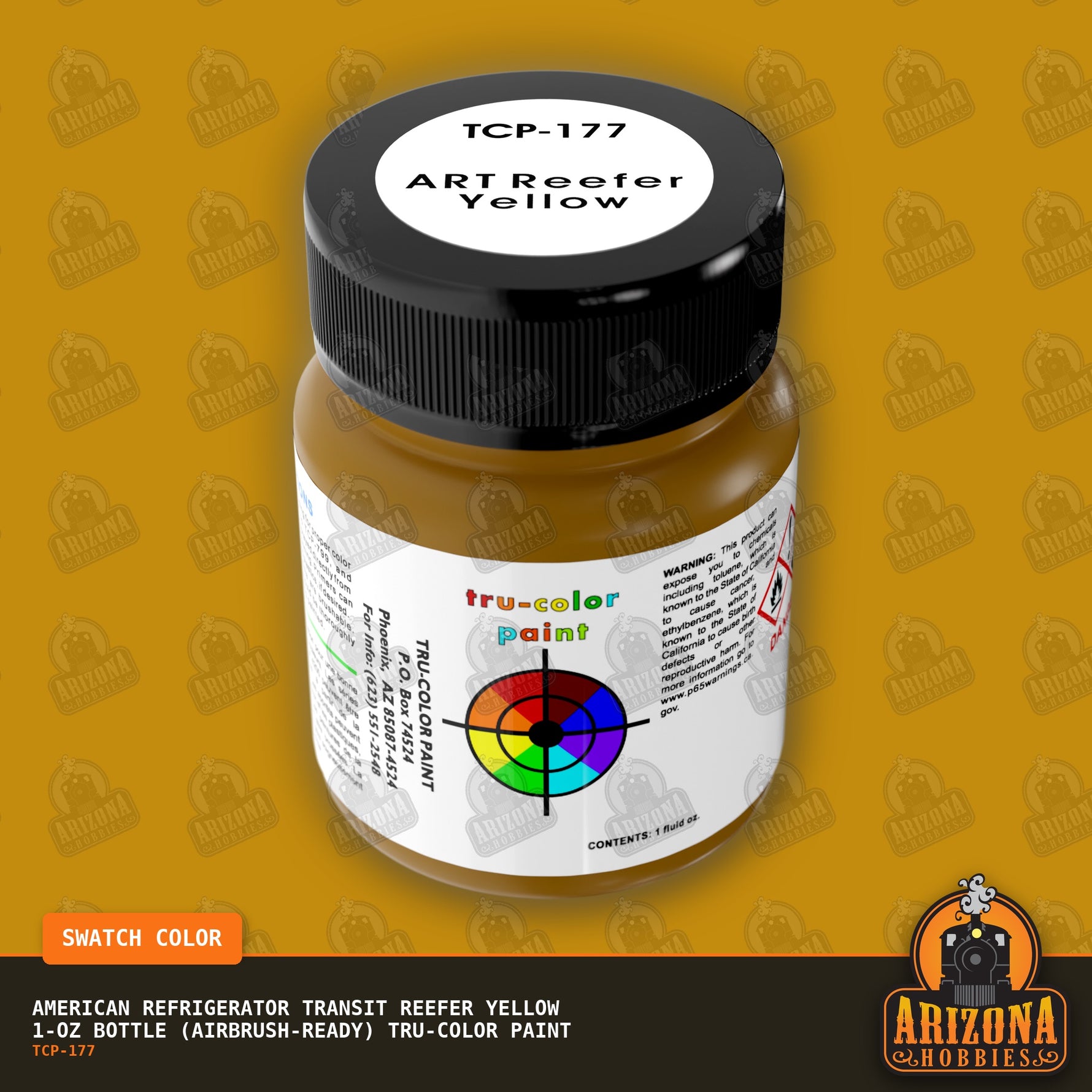 American Refrigerator Transit REEFER YELLOW 1-oz bottle (Air-brush) Tru-Color Paint-with color swatch-Arizona Hobbies