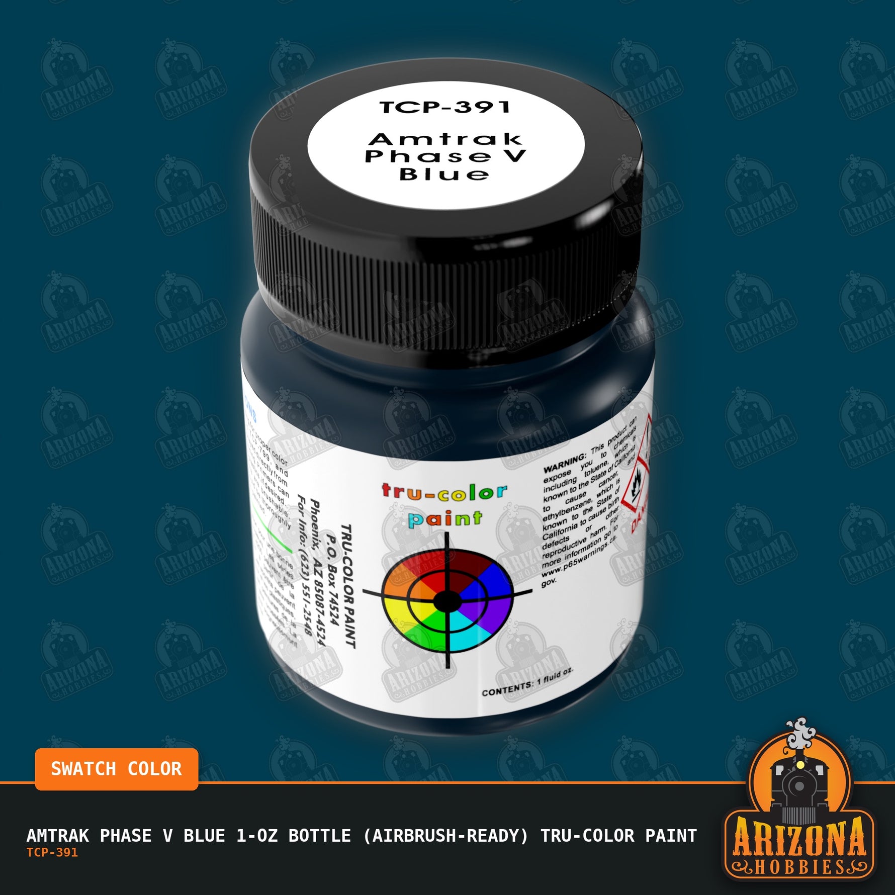 Amtrak PHASE V BLUE 1-oz bottle (Air-brush) Tru-Color Paint-with color swatch-Arizona Hobbies