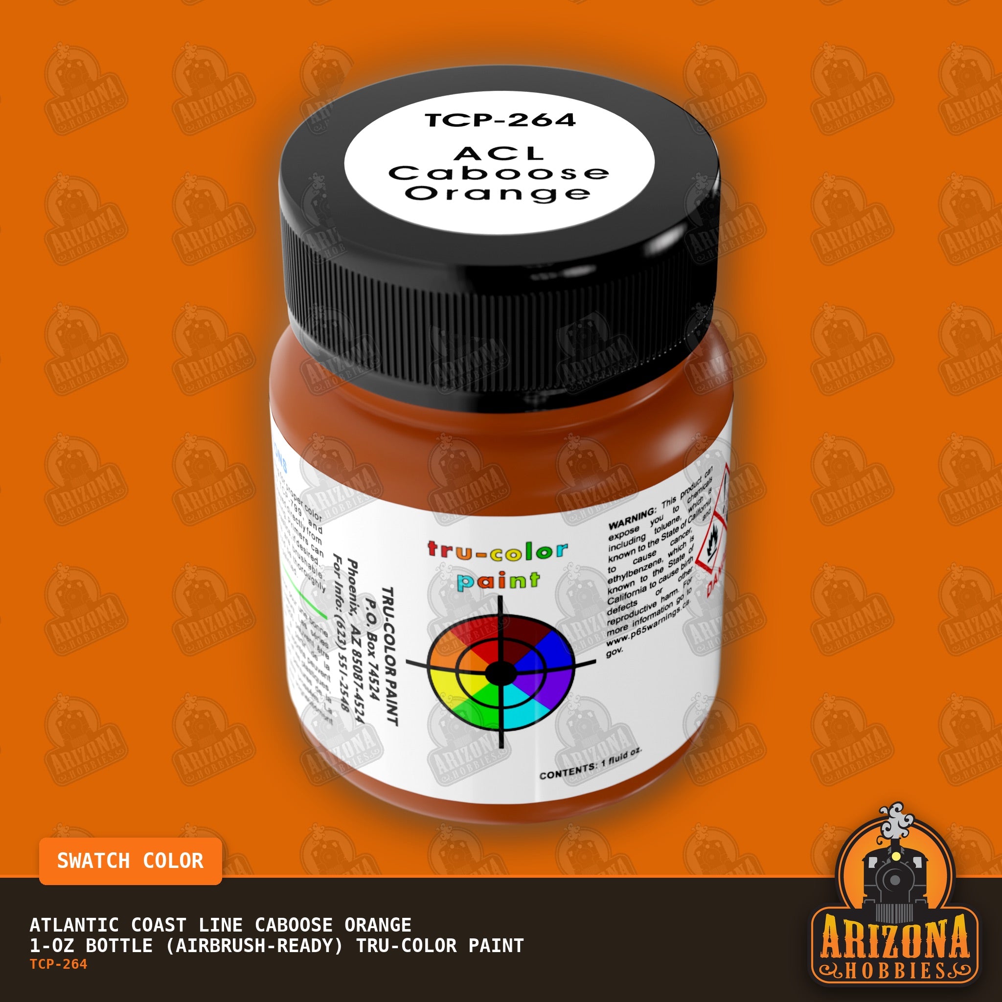 Atlantic Coast Line CABOOSE ORANGE 1-oz bottle (Air-brush) Tru-Color Paint-with color swatch-Arizona Hobbies