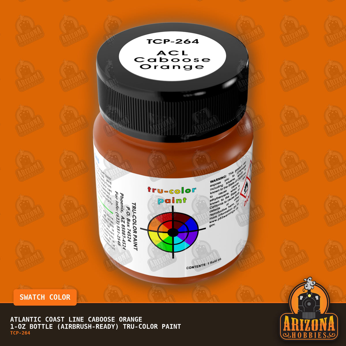 Atlantic Coast Line CABOOSE ORANGE 1-oz bottle (Air-brush) Tru-Color Paint-with color swatch-Arizona Hobbies