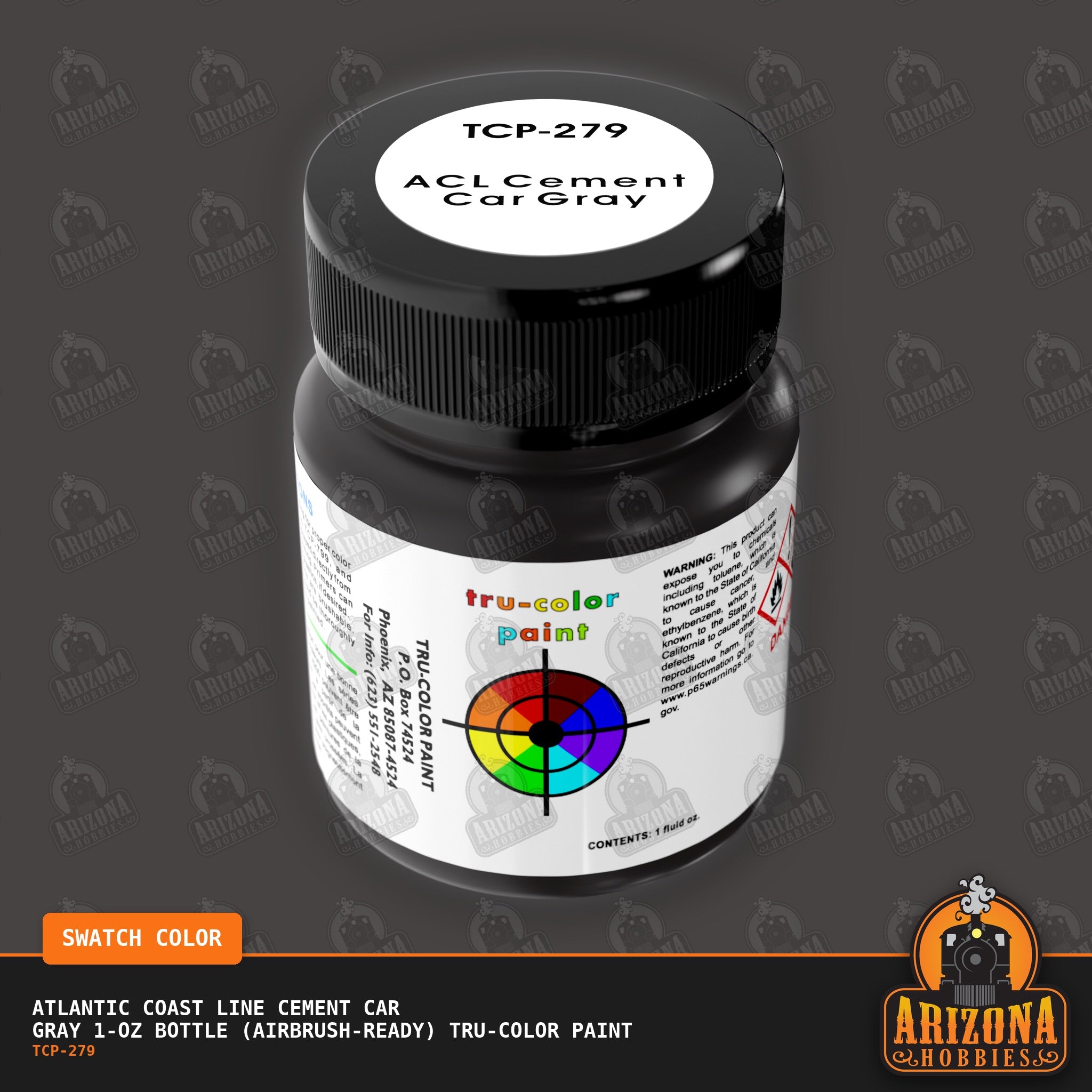 Atlantic Coast Line CEMENT CAR GRAY 1-oz bottle (Air-brush) Tru-Color Paint-with color swatch-Arizona Hobbies