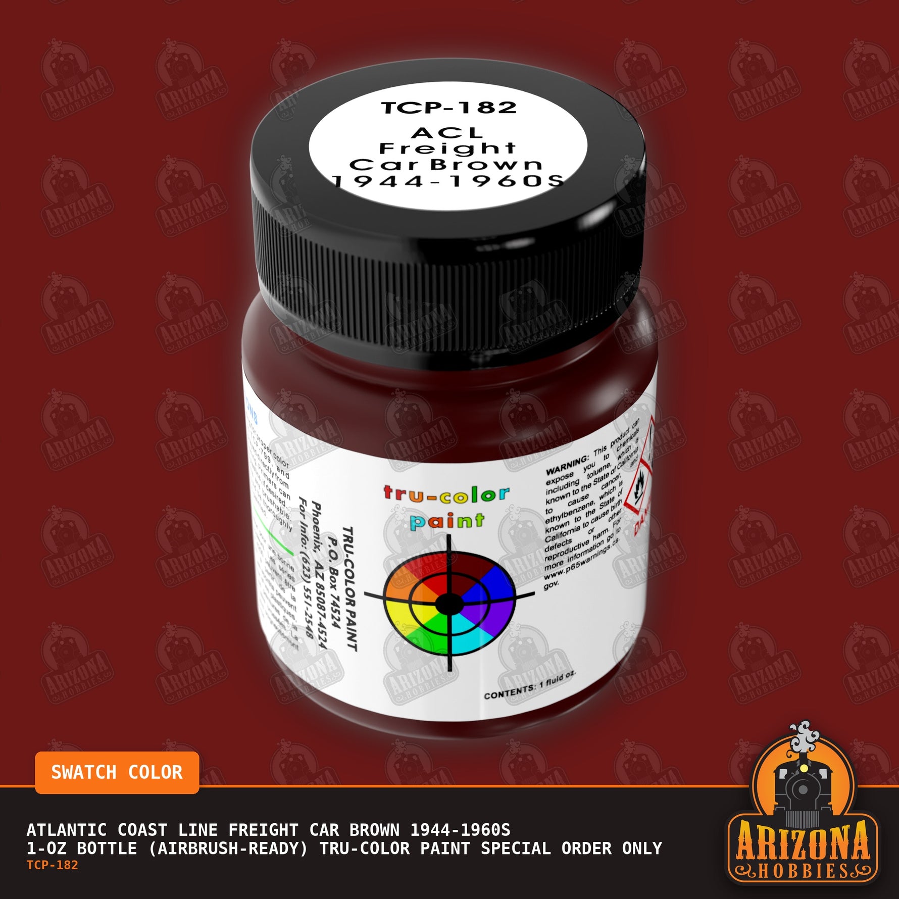 Atlantic Coast Line FREIGHT CAR BROWN 1944-1960s 1-oz bottle (Air-brush) Tru-Color Paint SPECIAL ORDER ONLY-with color swatch-Arizona Hobbies