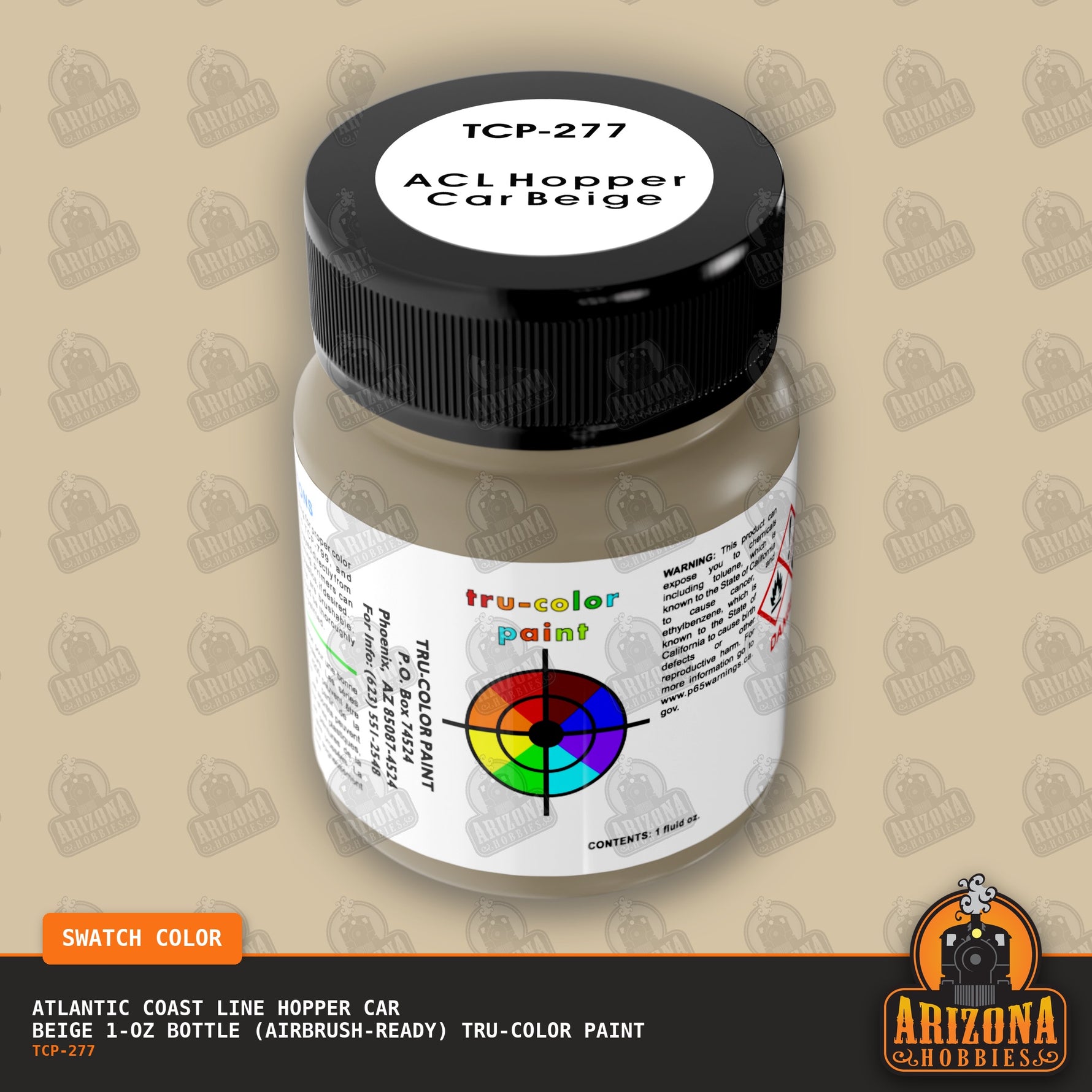 Atlantic Coast Line HOPPER CAR BEIGE 1-oz bottle (Air-brush) Tru-Color Paint-with color swatch-Arizona Hobbies
