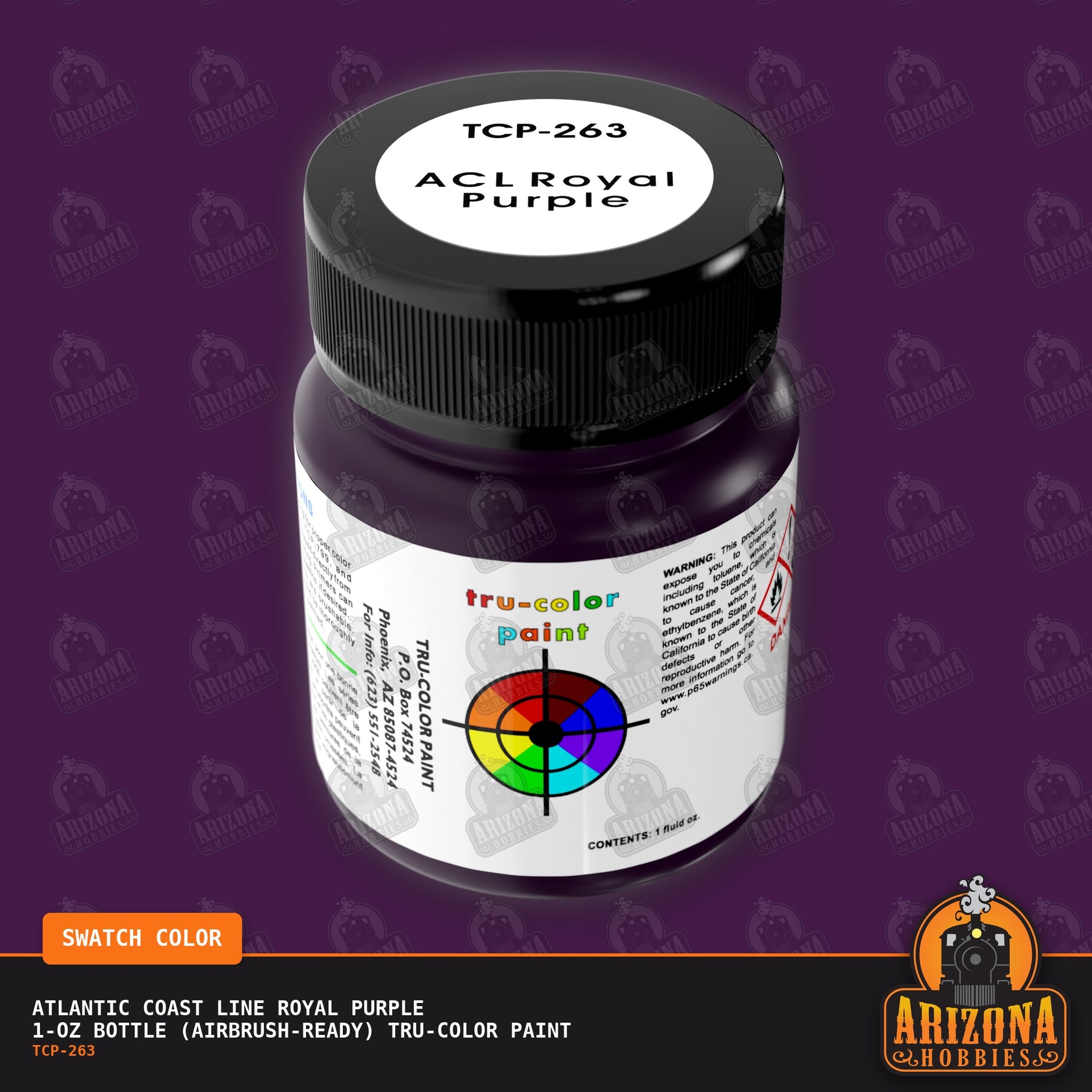 Atlantic Coast Line ROYAL PURPLE 1-oz bottle (Air-brush) Tru-Color Paint-with color swatch-Arizona Hobbies