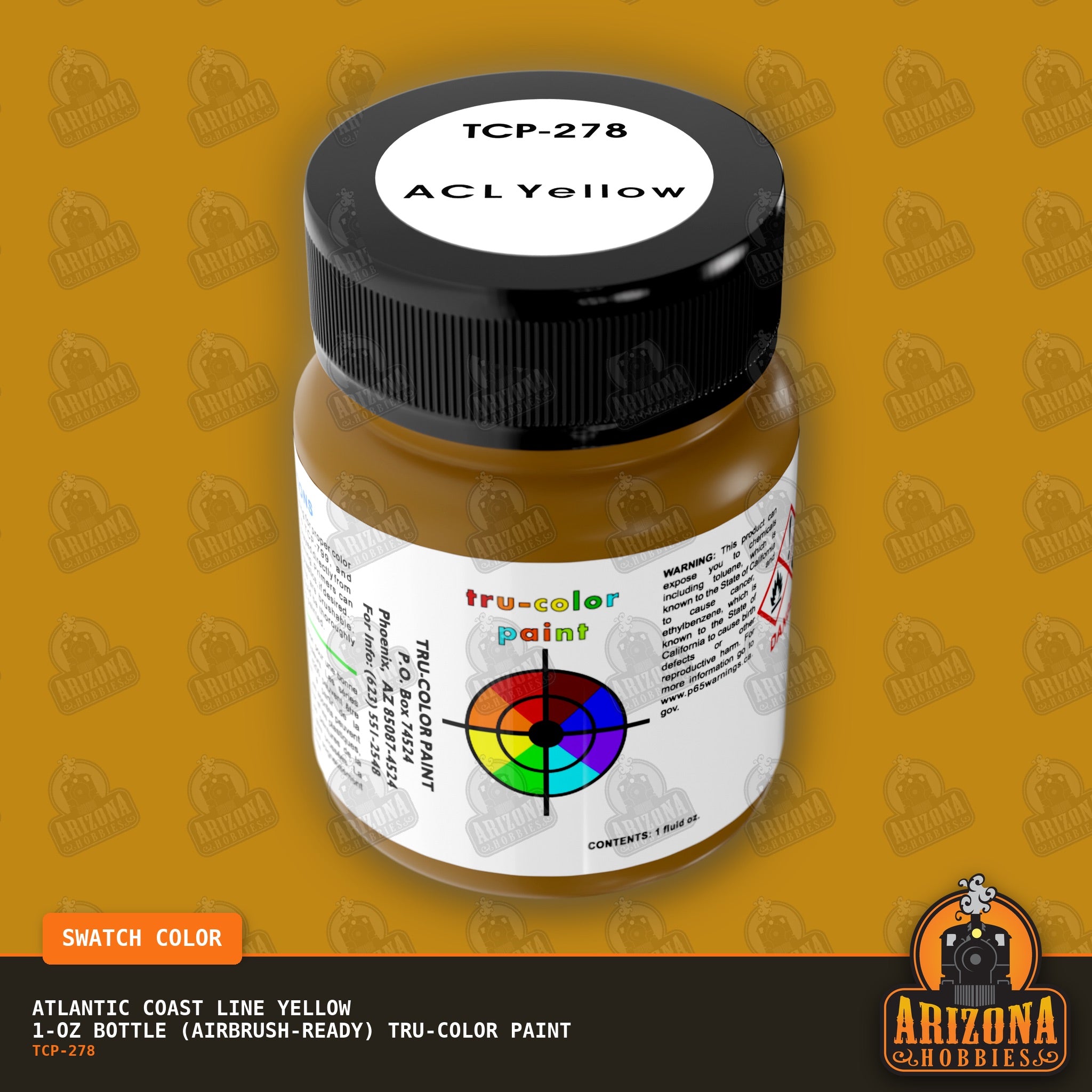 Atlantic Coast Line YELLOW 1-oz bottle (Air-brush) Tru-Color Paint-with color swatch-Arizona Hobbies