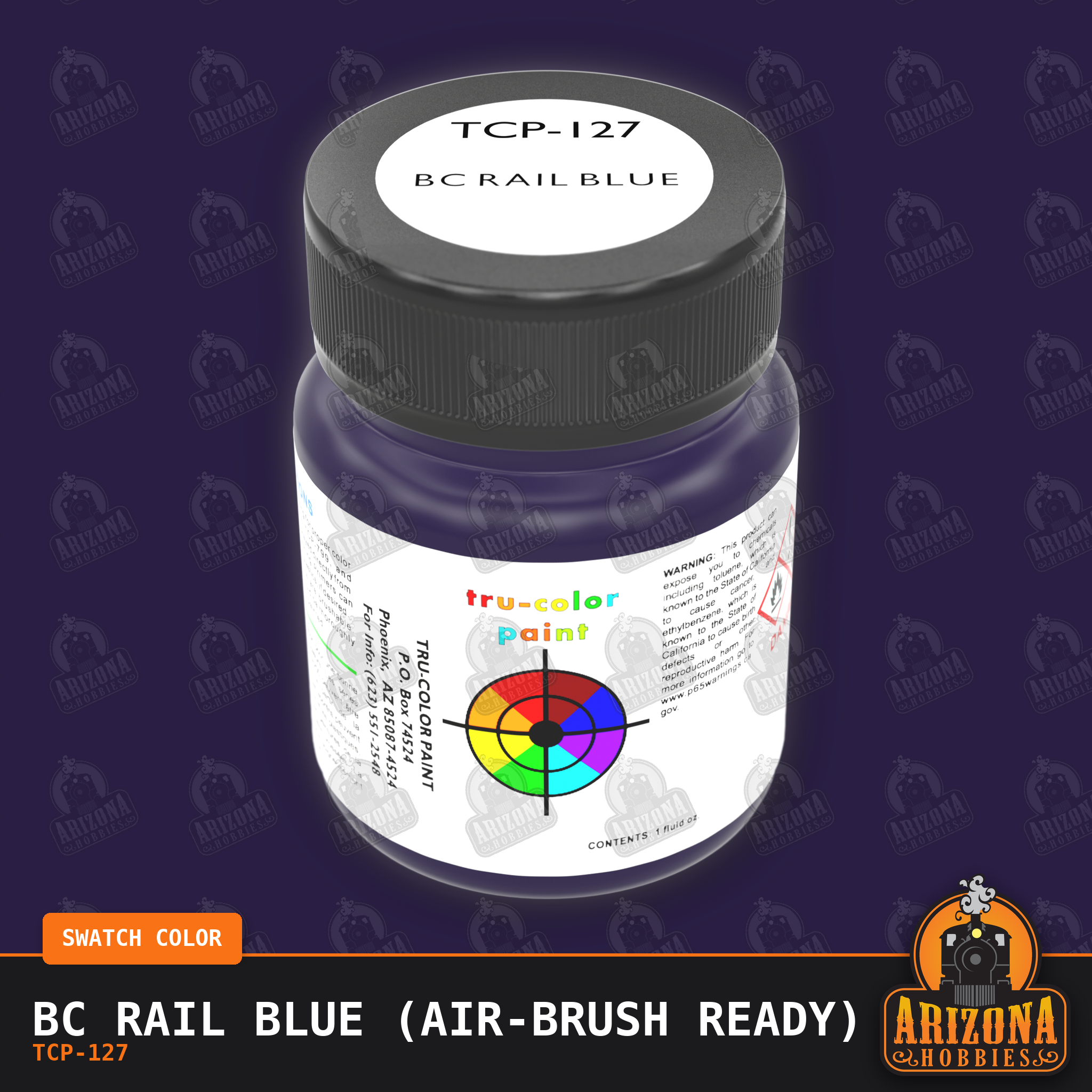 BC Rail BLUE 1-oz bottle (Air-brush) Tru-Color Paint-with color swatch-Arizona Hobbies
