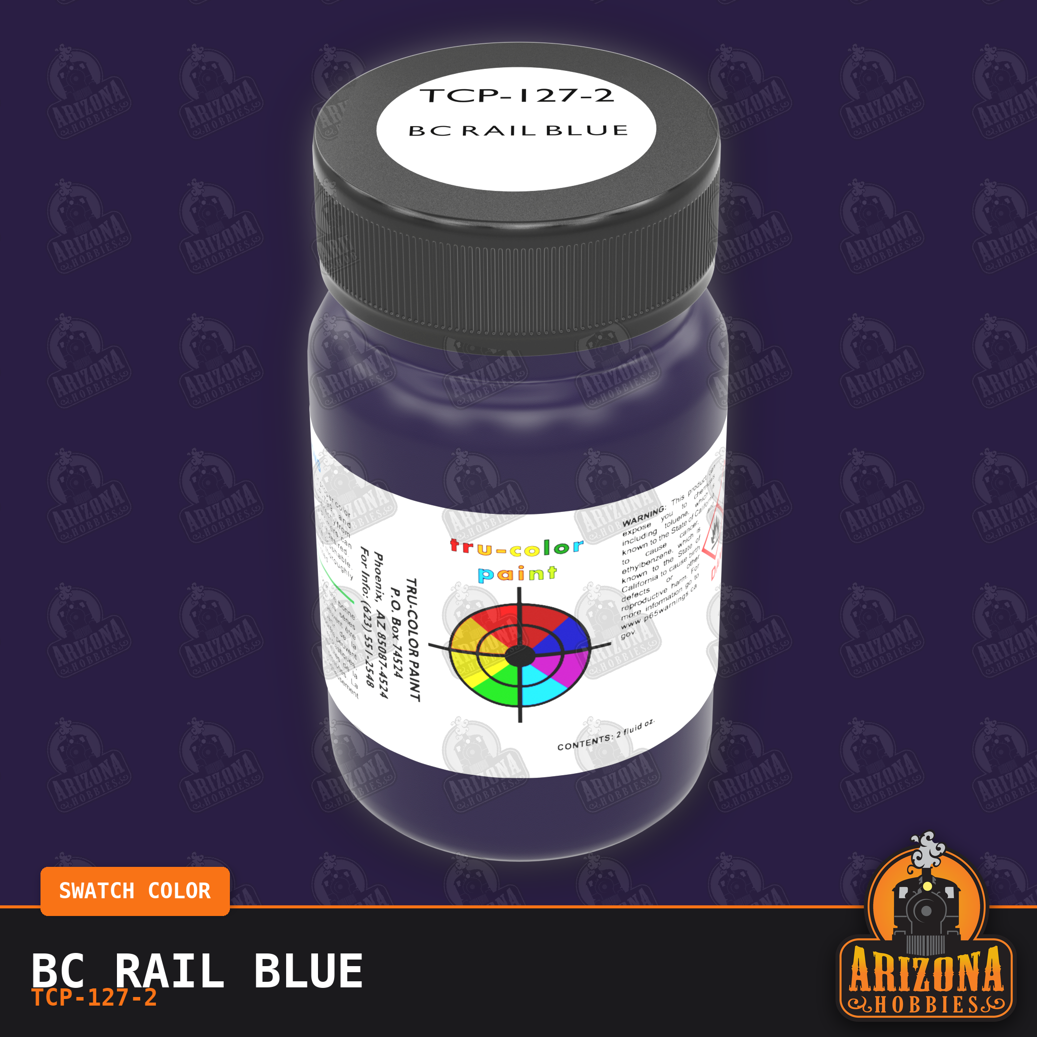 BC Rail BLUE 2-oz bottle (Air-brush) Tru-Color Paint SPECIAL ORDER ONLY-with color swatch-Arizona Hobbies
