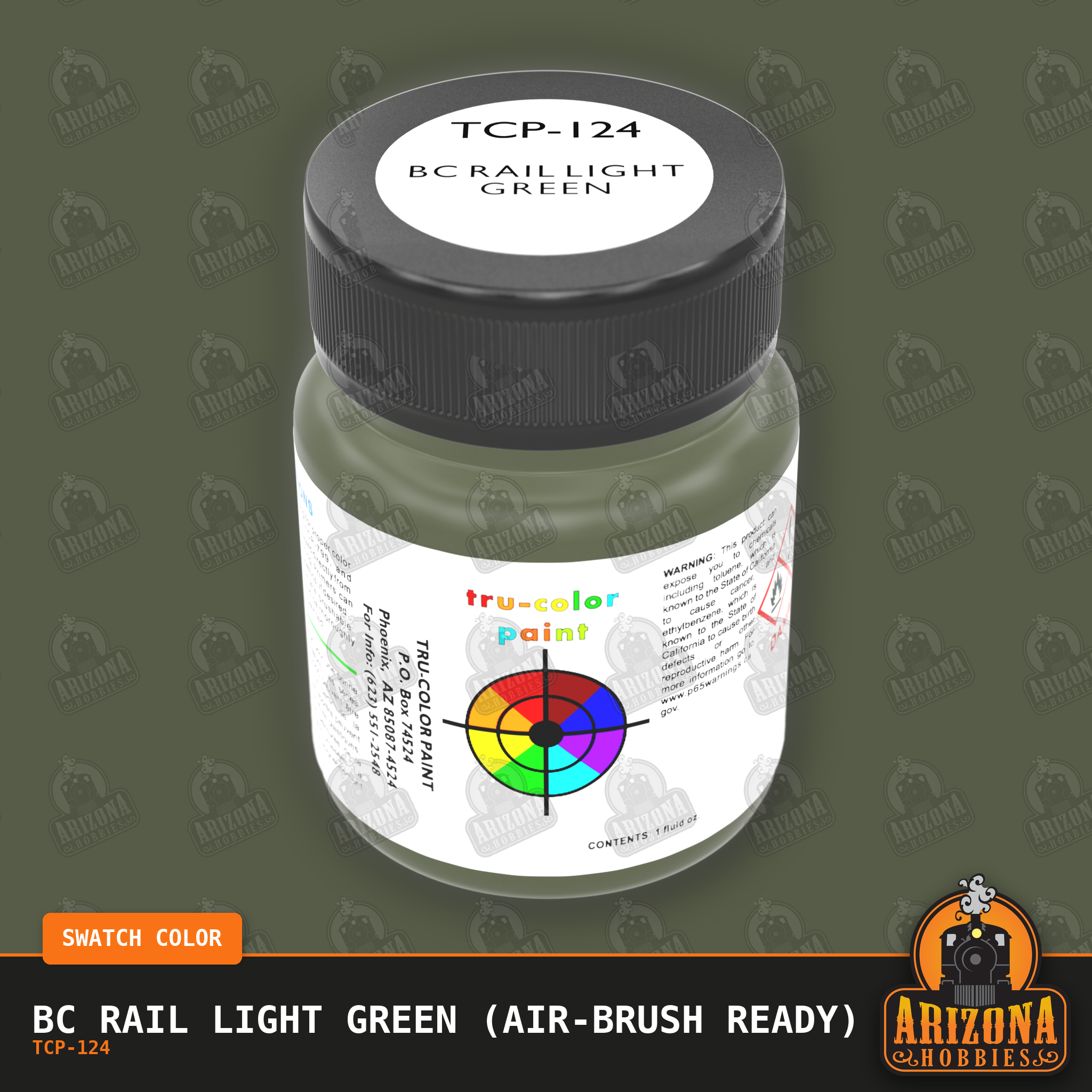 BC Rail LIGHT GREEN 1-oz bottle (Air-brush) Tru-Color Paint-with color swatch-Arizona Hobbies