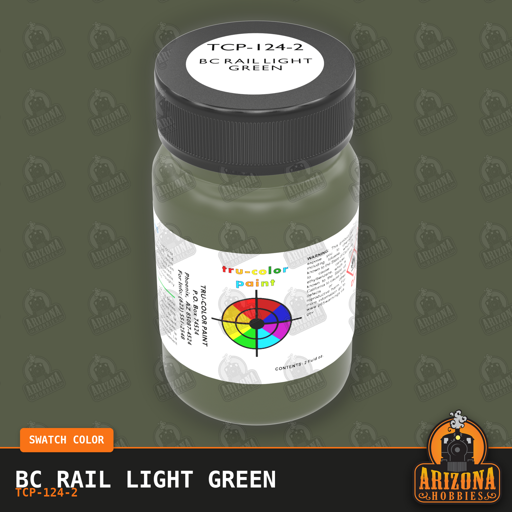 BC Rail LIGHT GREEN 2-oz bottle (Air-brush) Tru-Color Paint SPECIAL ORDER ONLY-with color swatch-Arizona Hobbies