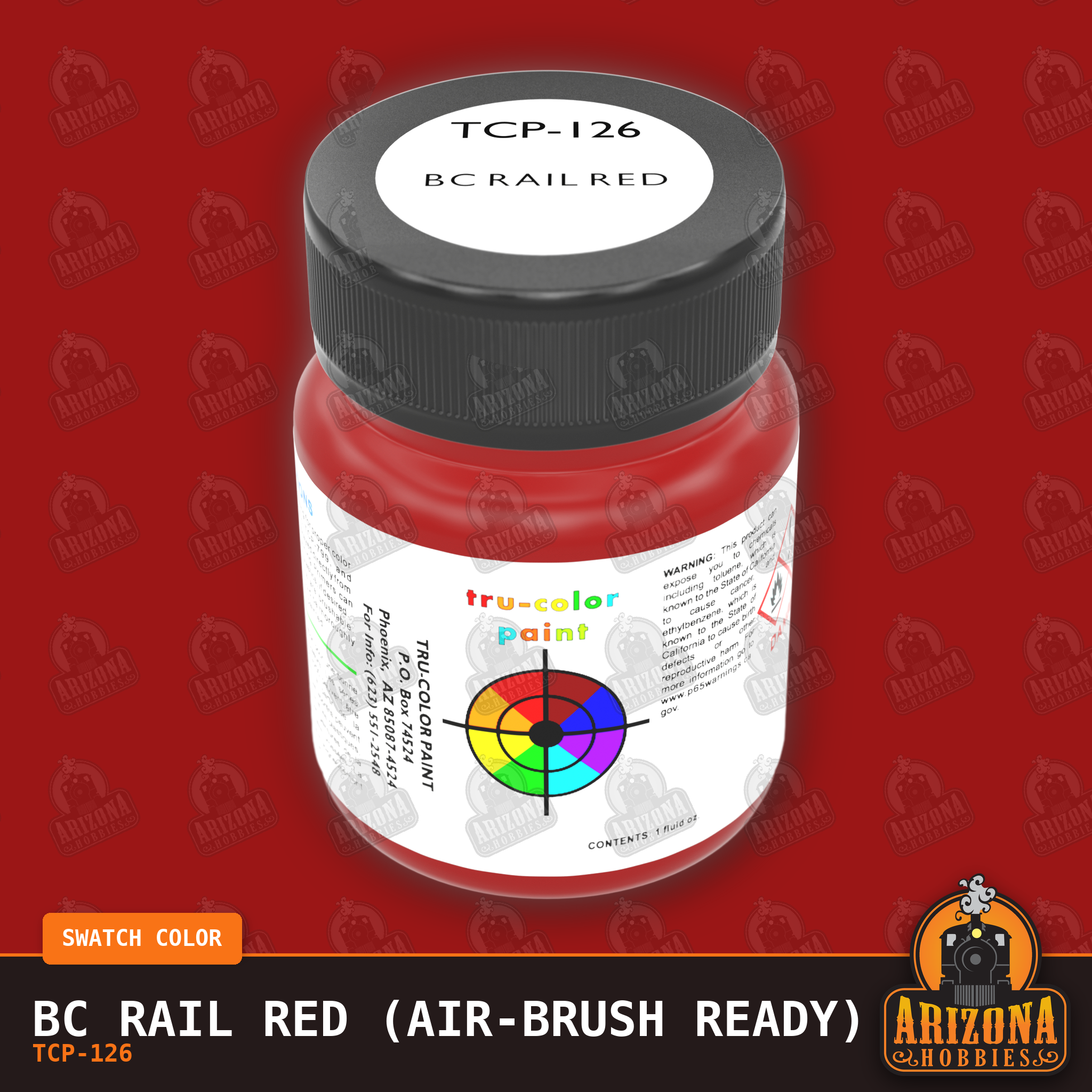 BC Rail RED 1-oz bottle (Air-brush) Tru-Color Paint-with color swatch-Arizona Hobbies