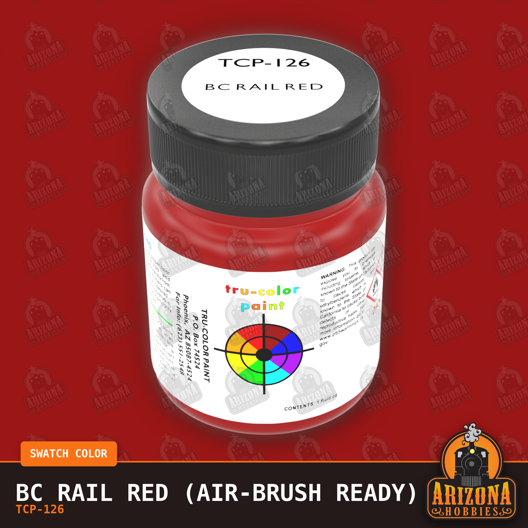 BC Rail RED 1-oz bottle (Air-brush) Tru-Color Paint-with color swatch-Arizona Hobbies