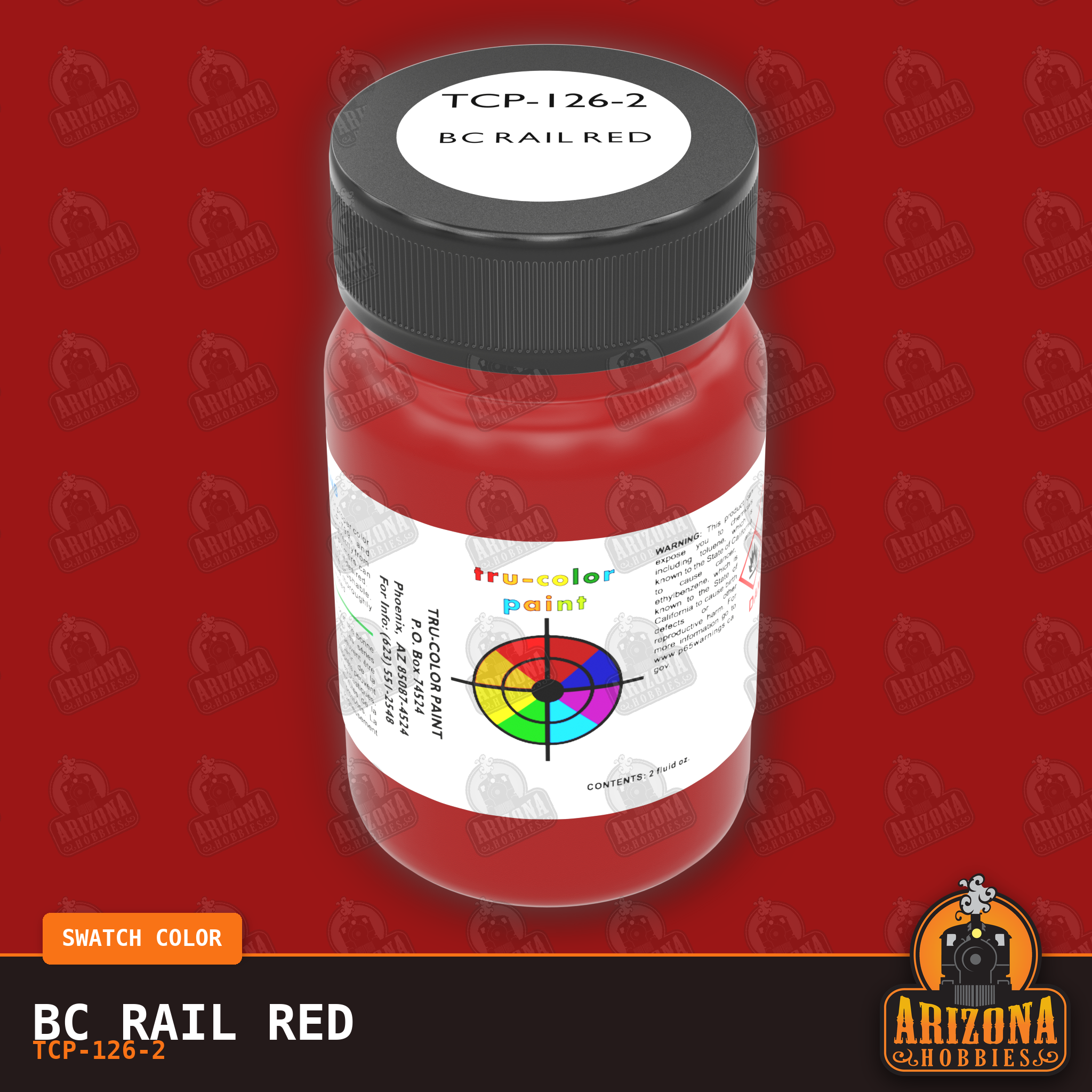 BC Rail RED 2-oz bottle (Air-brush) Tru-Color Paint SPECIAL ORDER ONLY-with color swatch-Arizona Hobbies