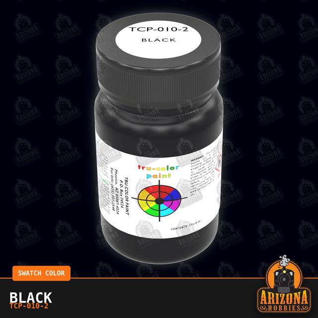 BLACK 2-oz bottle (Air-brush) Tru-Color Paint-with color swatch-Arizona Hobbies