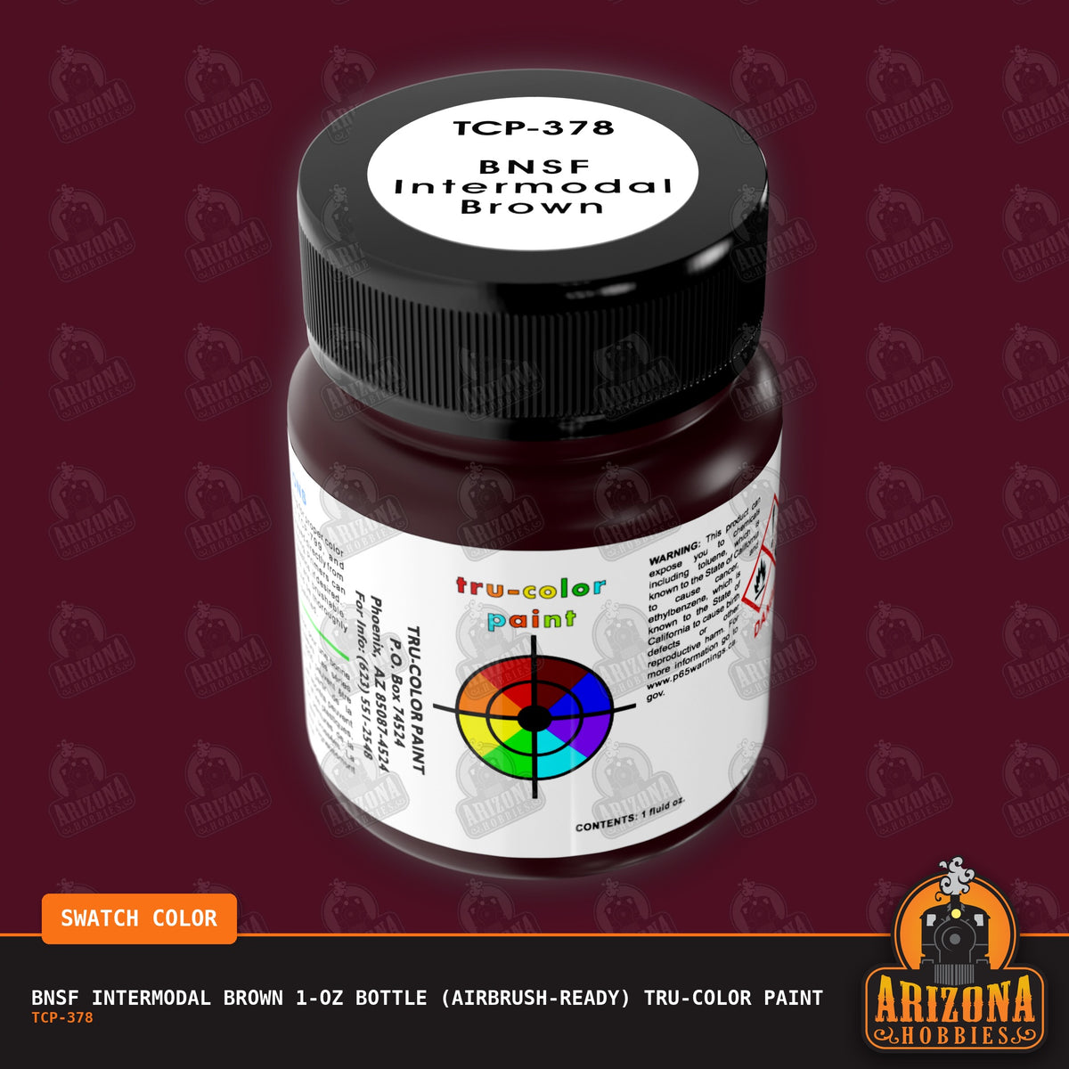 BNSF INTERMODAL BROWN 1-oz bottle (Air-brush) Tru-Color Paint-with color swatch-Arizona Hobbies