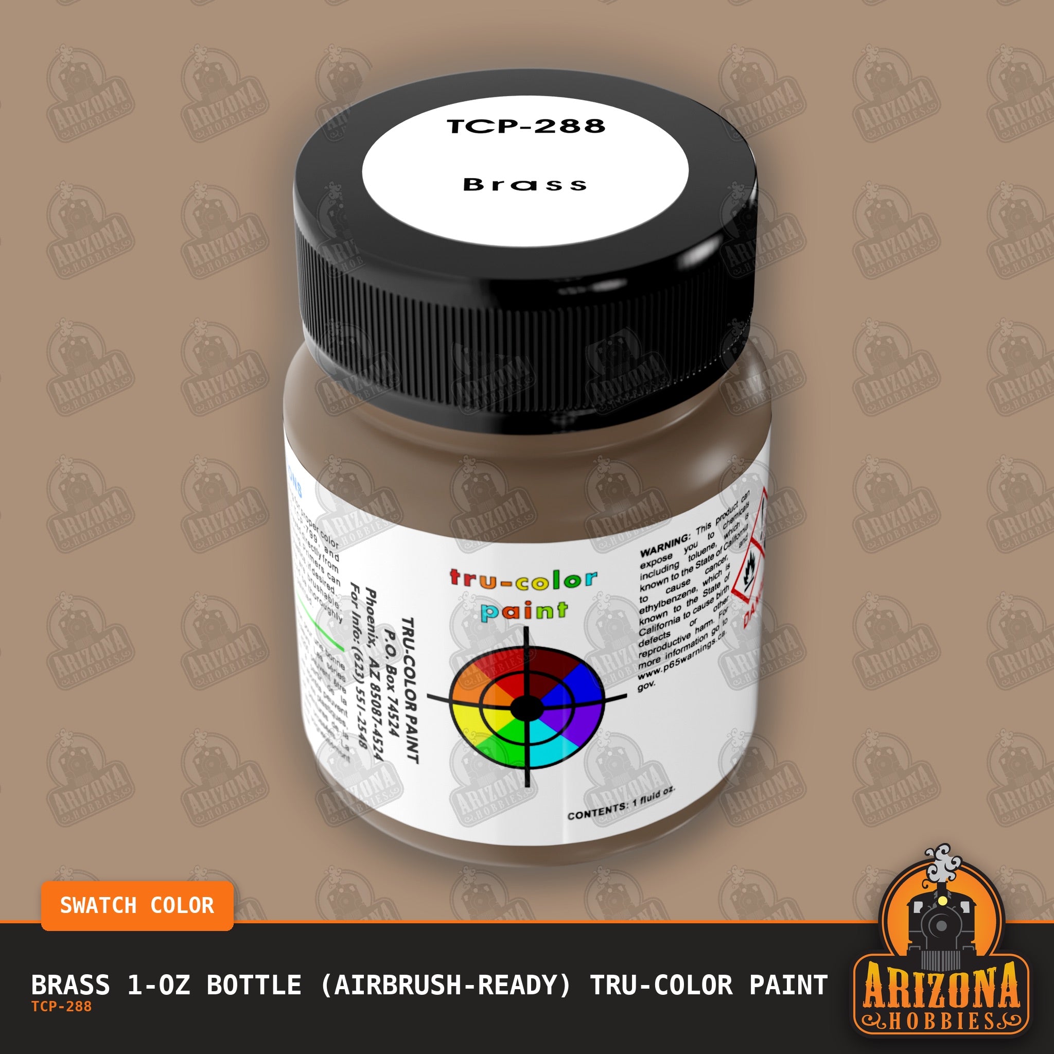 BRASS 1-oz bottle (Air-brush) Tru-Color Paint-with color swatch-Arizona Hobbies