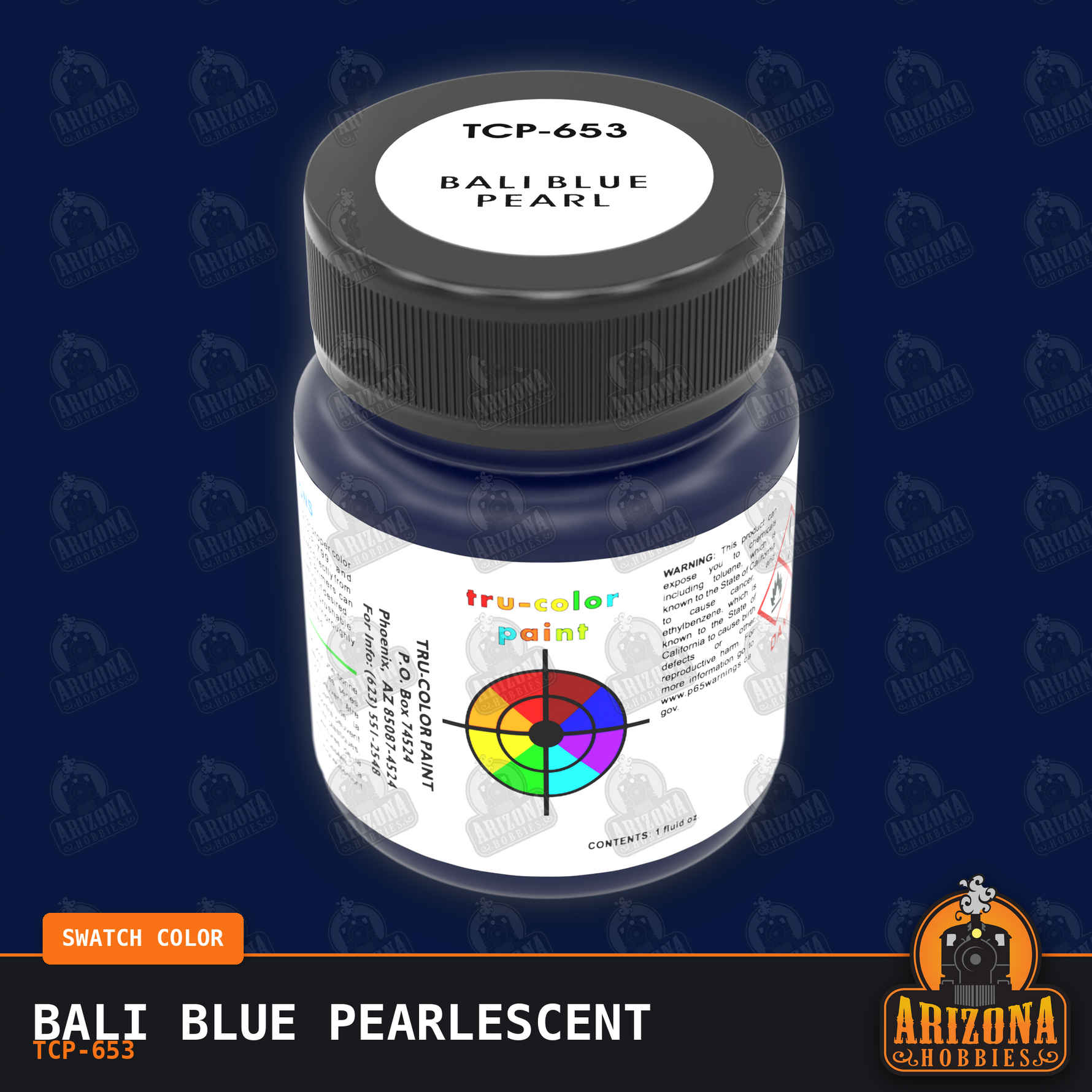 Bali Blue Pearlescent 1-oz bottle (Air-brush) Tru-Color Paint SPECIAL ORDER ONLY-with color swatch-Arizona Hobbies