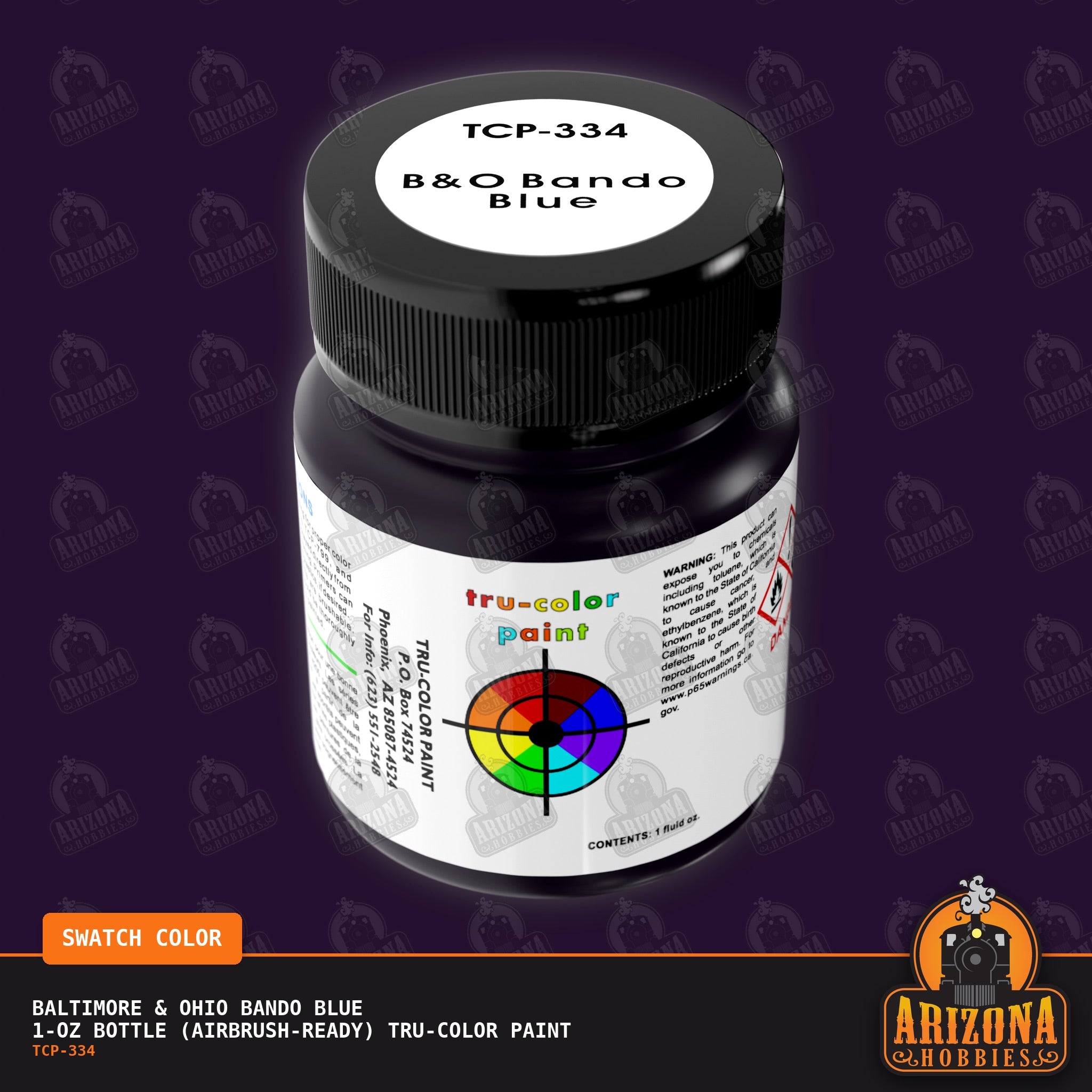 Baltimore & Ohio BANDO BLUE 1-oz bottle (Air-brush) Tru-Color Paint-with color swatch-Arizona Hobbies