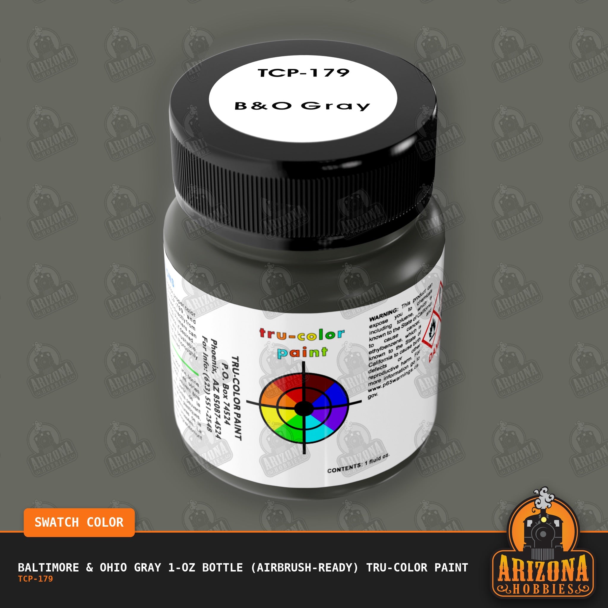 Baltimore & Ohio GRAY 1-oz bottle (Air-brush) Tru-Color Paint-with color swatch-Arizona Hobbies