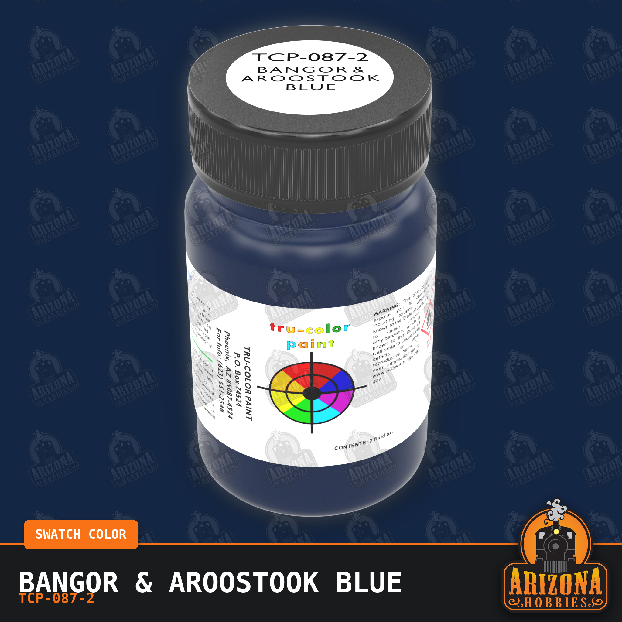 Bangor & Aroostook BLUE 2-oz bottle (Air-brush) Tru-Color Paint SPECIAL ORDER ONLY-with color swatch-Arizona Hobbies