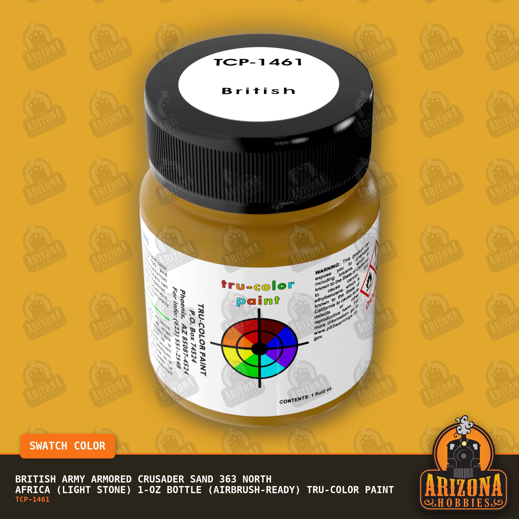 British Army Armored CRUSADER SAND 363 North Africa (Light Stone) 1-oz bottle (Air-brush) Tru-Color Paint-with color swatch-Arizona Hobbies