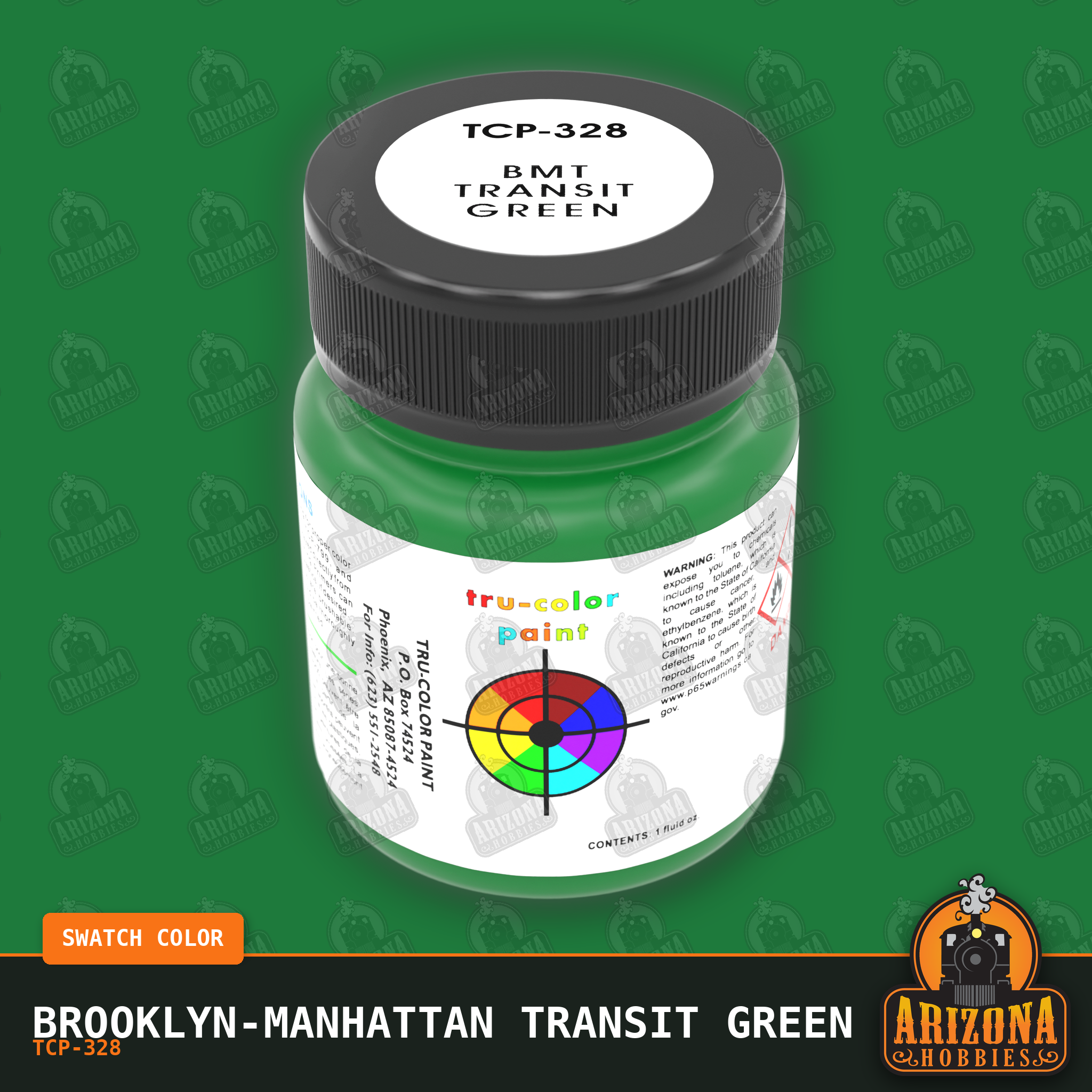 Brooklyn-Manhattan Transit GREEN 1-oz bottle (Air-brush) Tru-Color Paint SPECIAL ORDER ONLY-with color swatch-Arizona Hobbies