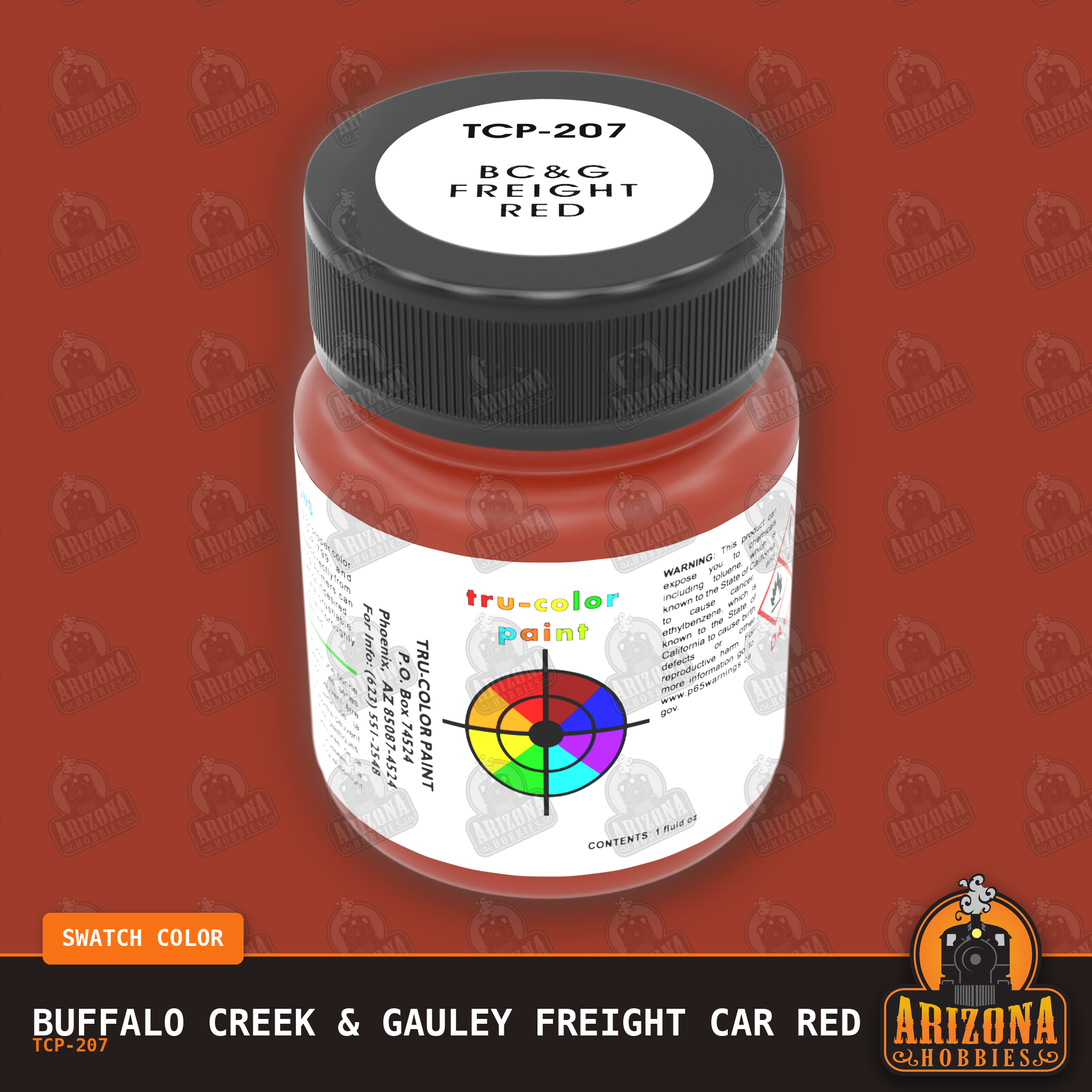 Buffalo Creek & Gauley FREIGHT CAR RED 1-oz bottle (Air-brush) Tru-Color Paint SPECIAL ORDER ONLY-with color swatch-Arizona Hobbies