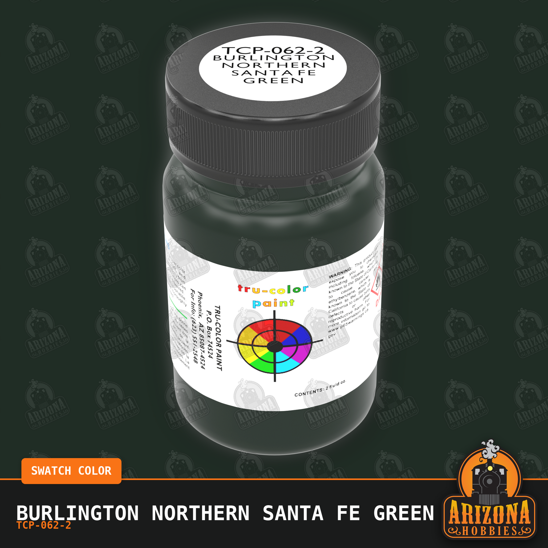 Burlington Northern Santa Fe GREEN 2-oz bottle (Air-brush) Tru-Color Paint SPECIAL ORDER ONLY-with color swatch-Arizona Hobbies
