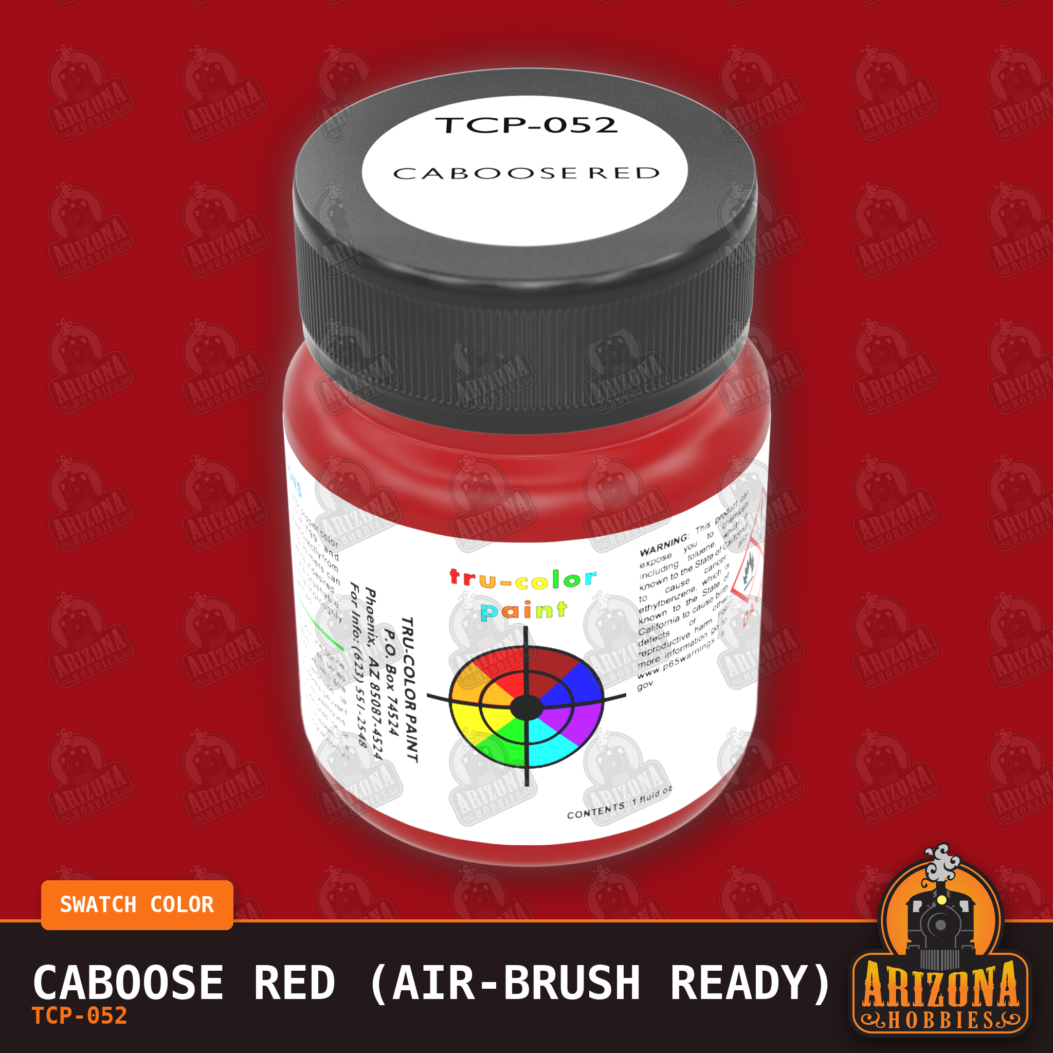 CABOOSE RED 1-oz bottle (Air-brush) Tru-Color Paint-with color swatch-Arizona Hobbies