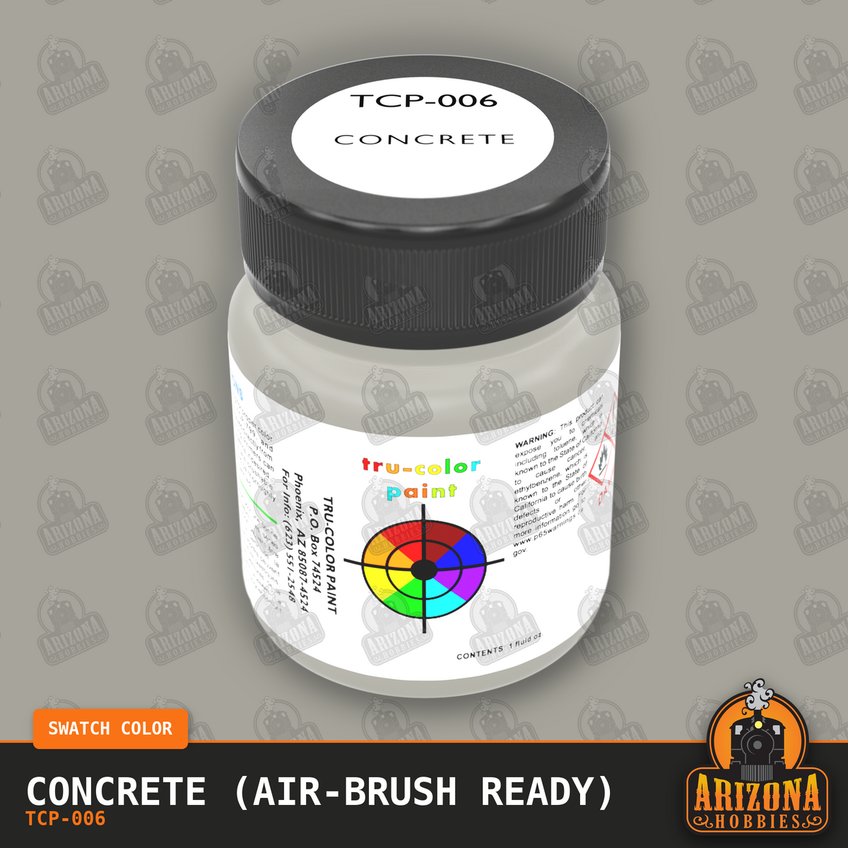 CONCRETE 1-oz bottle (Air-brush) Tru-Color Paint-with color swatch-Arizona Hobbies