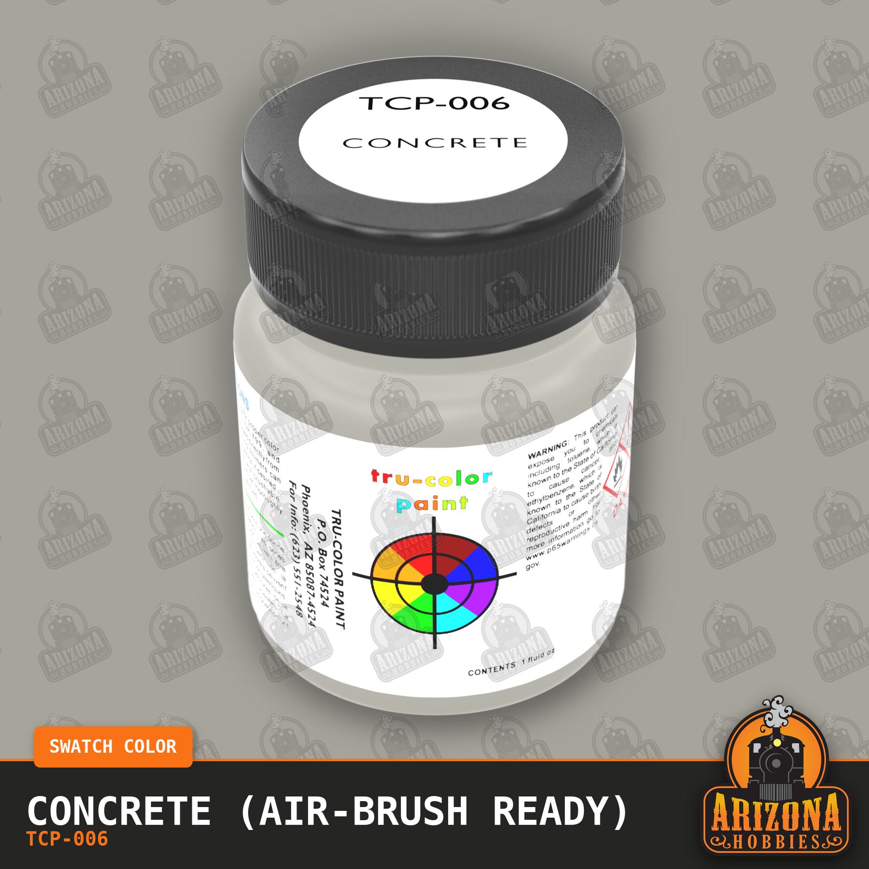 CONCRETE 1-oz bottle (Air-brush) Tru-Color Paint-with color swatch-Arizona Hobbies