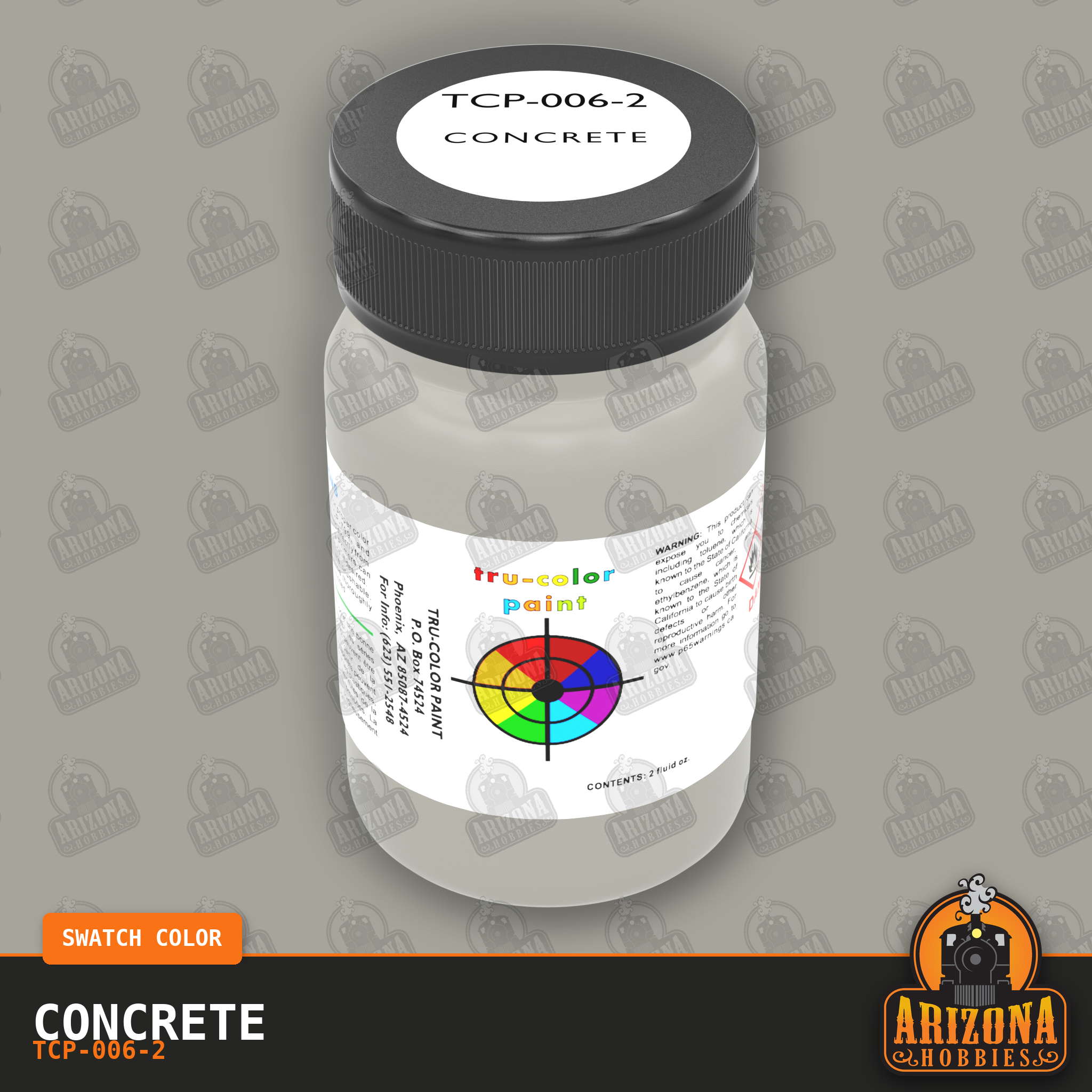 CONCRETE 2-oz bottle (Air-brush) Tru-Color Paint SPECIAL ORDER ONLY-with color swatch-Arizona Hobbies