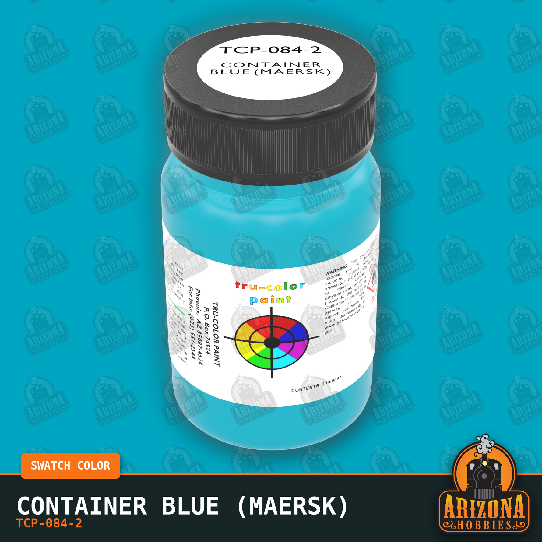 CONTAINER BLUE (Maersk) 2-oz bottle (Air-brush) Tru-Color Paint SPECIAL ORDER ONLY-with color swatch-Arizona Hobbies