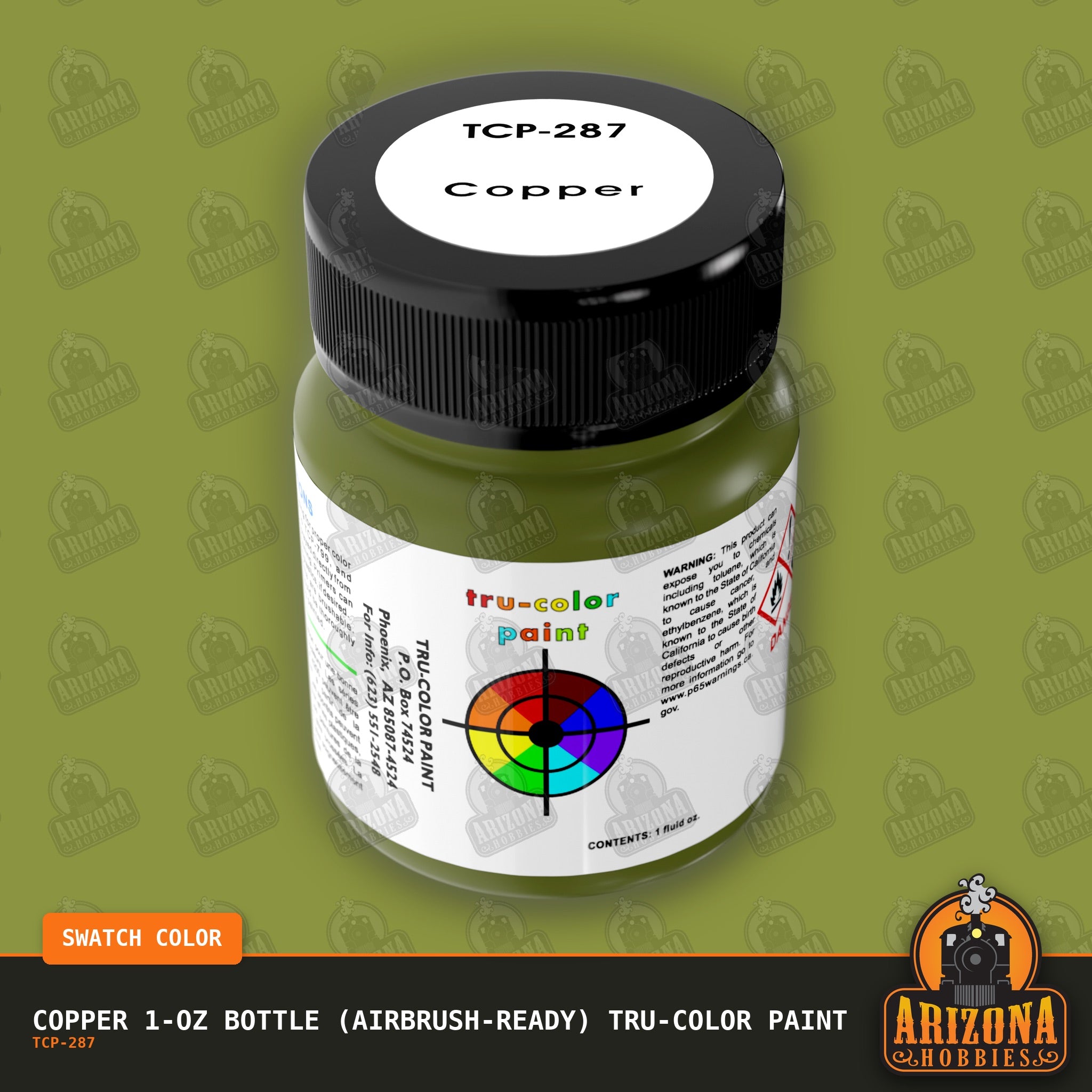 COPPER 1-oz bottle (Air-brush) Tru-Color Paint-with color swatch-Arizona Hobbies