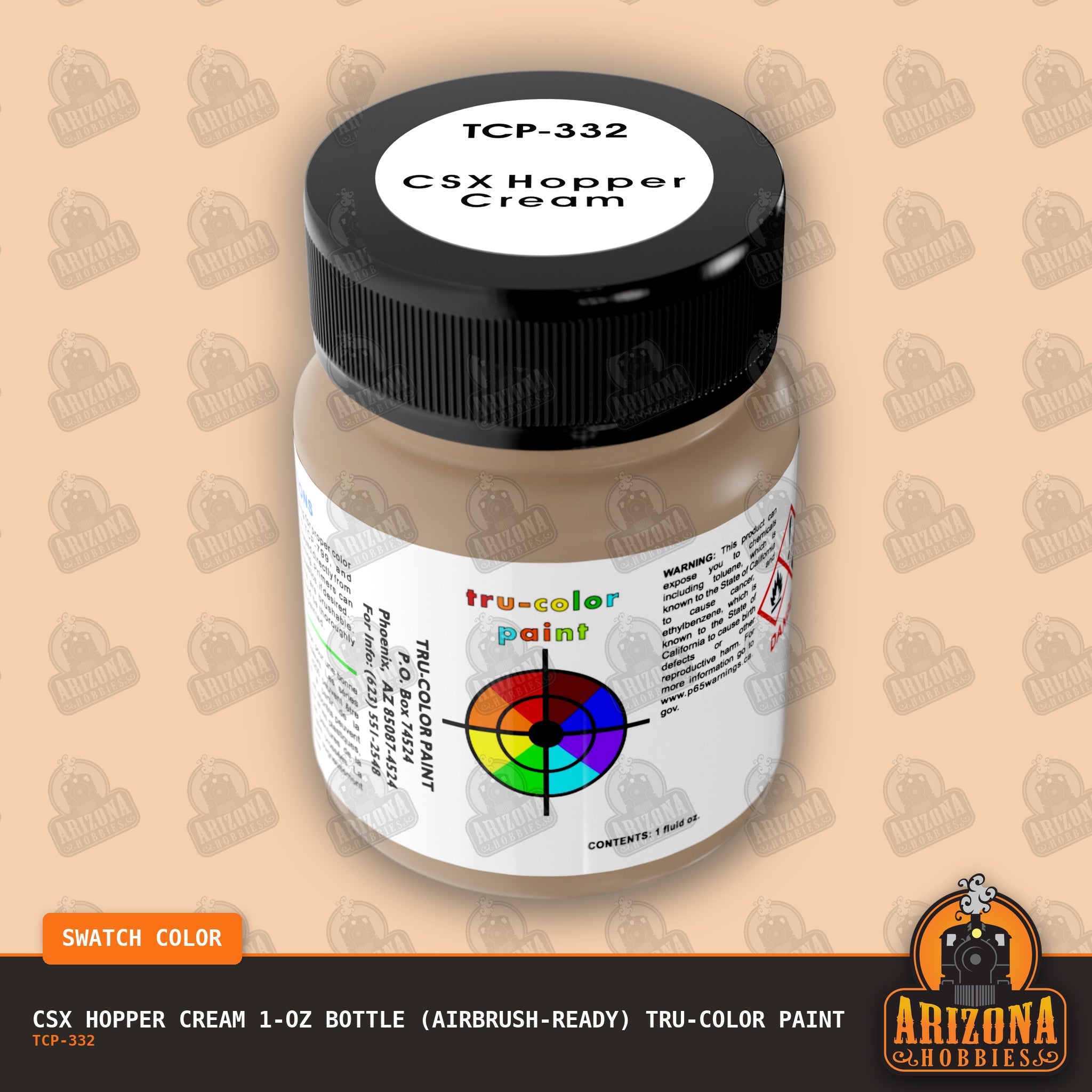 CSX HOPPER CAR CREAM 1-oz bottle (Air-brush) Tru-Color Paint-with color swatch-Arizona Hobbies