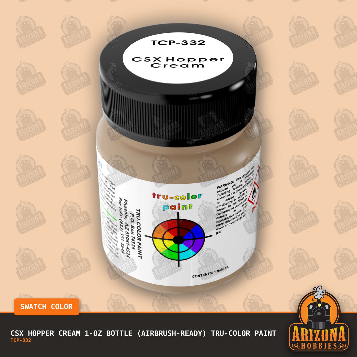 CSX HOPPER CAR CREAM 1-oz bottle (Air-brush) Tru-Color Paint-with color swatch-Arizona Hobbies