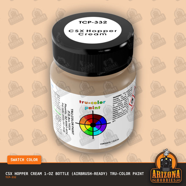 CSX HOPPER CAR CREAM 1-oz bottle (Air-brush) Tru-Color Paint-with color swatch-Arizona Hobbies