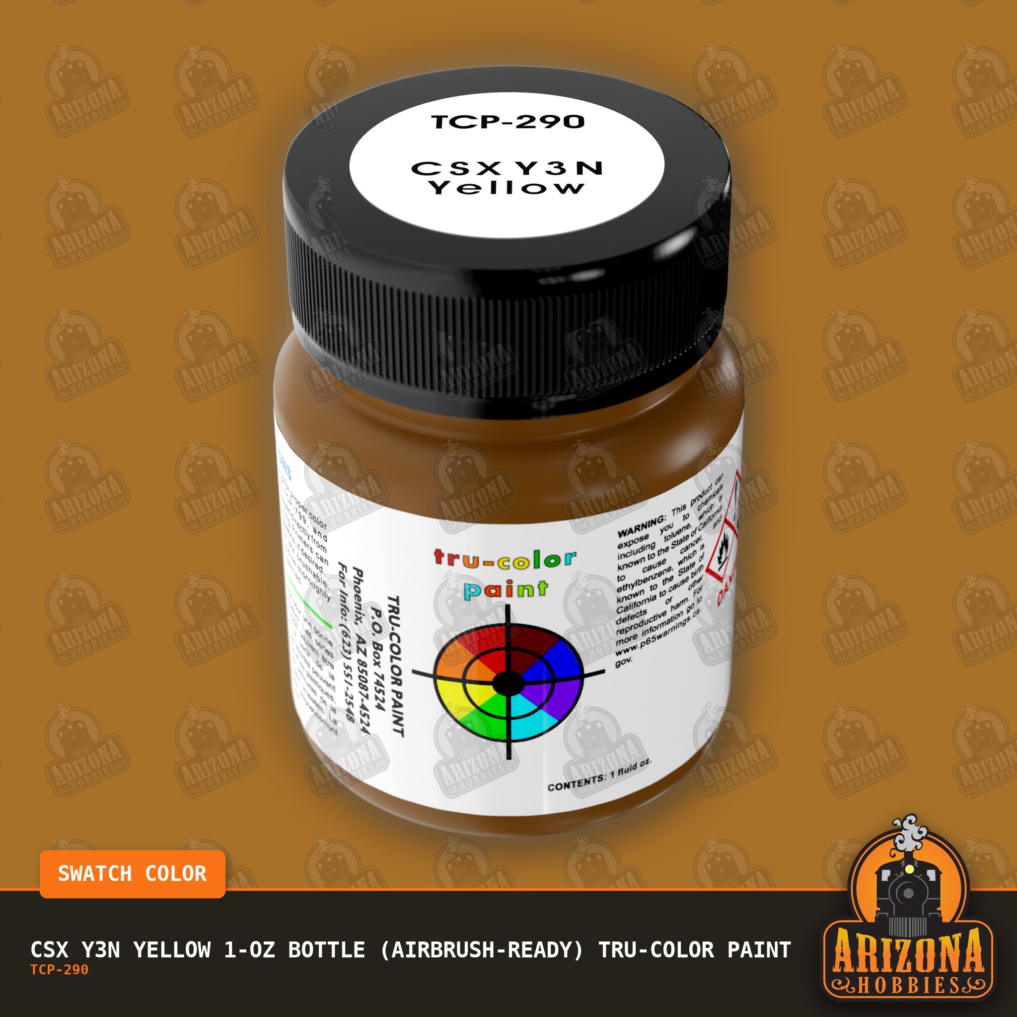 CSX Y3N YELLOW 1-oz bottle (Air-brush) Tru-Color Paint-with color swatch-Arizona Hobbies