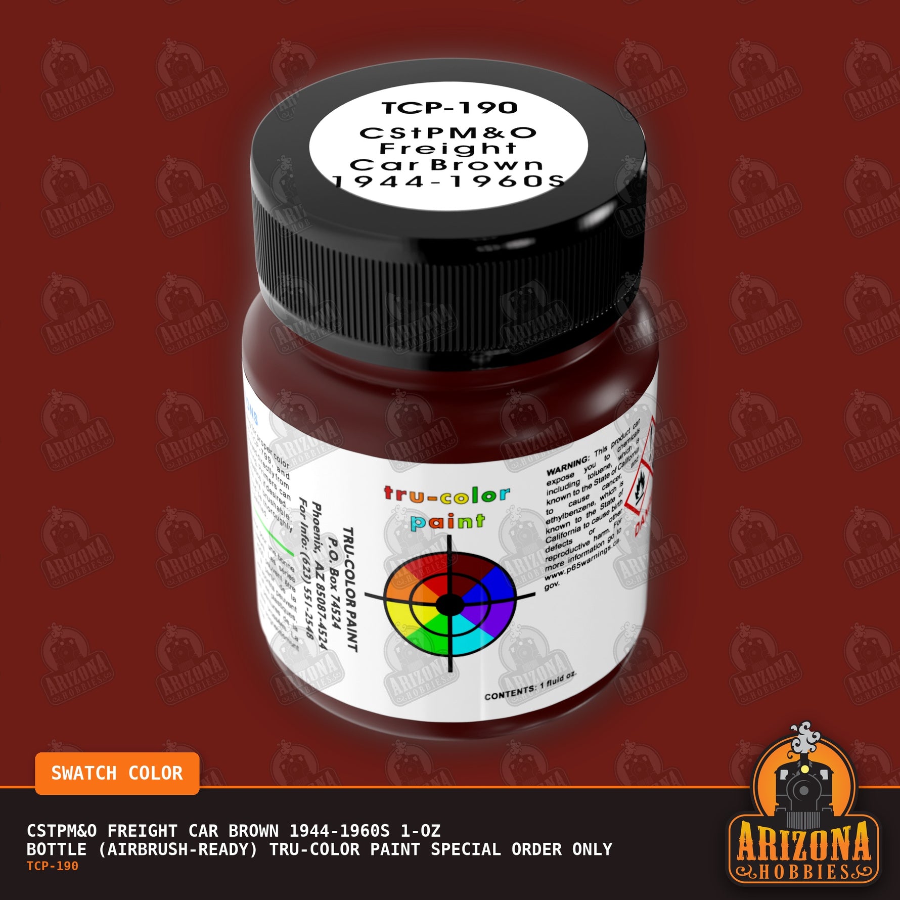 CStPM&O FREIGHT CAR BROWN 1944-1960s 1-oz bottle (Air-brush) Tru-Color Paint SPECIAL ORDER ONLY-with color swatch-Arizona Hobbies