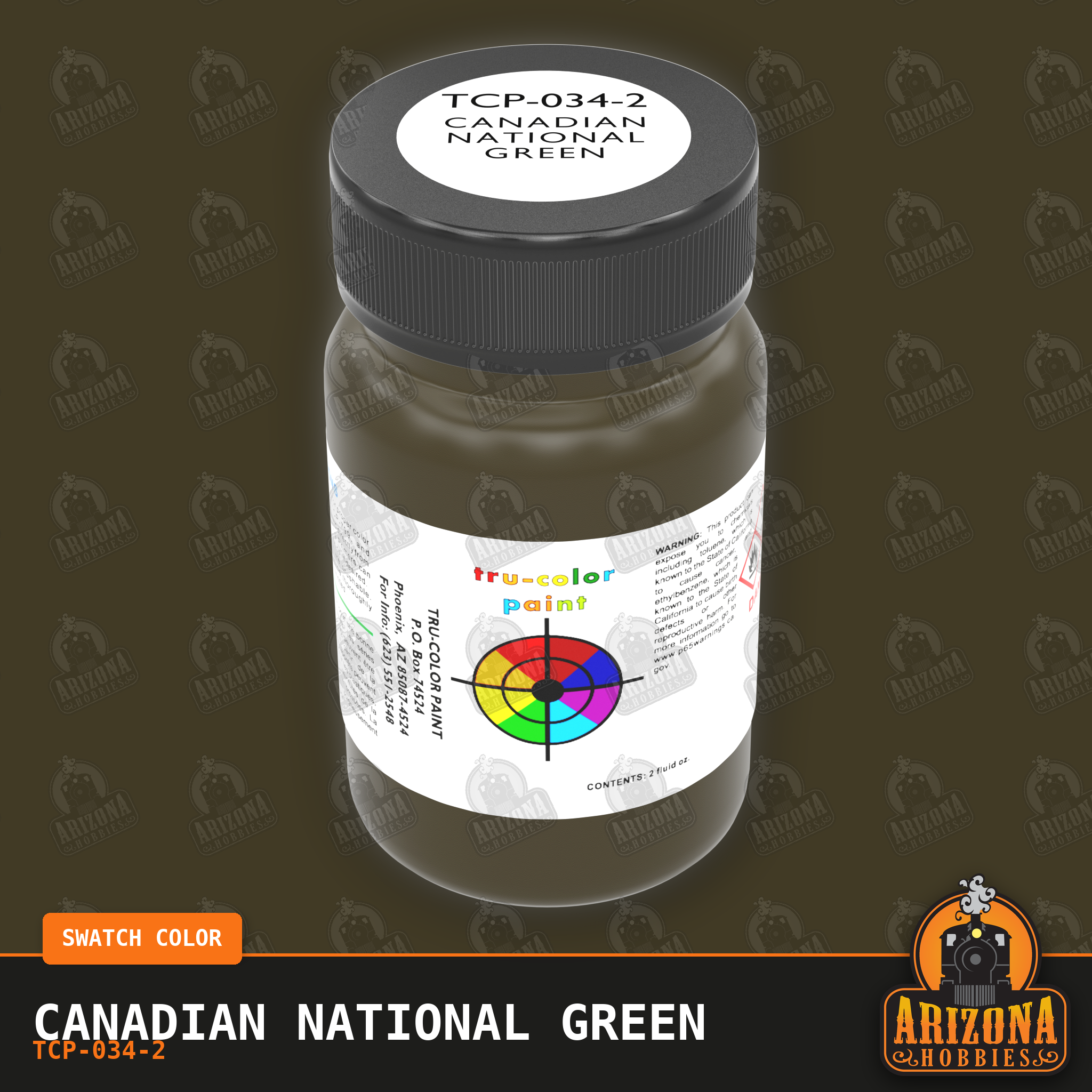 Canadian National GREEN 2-oz bottle (Air-brush) Tru-Color Paint SPECIAL ORDER ONLY-with color swatch-Arizona Hobbies