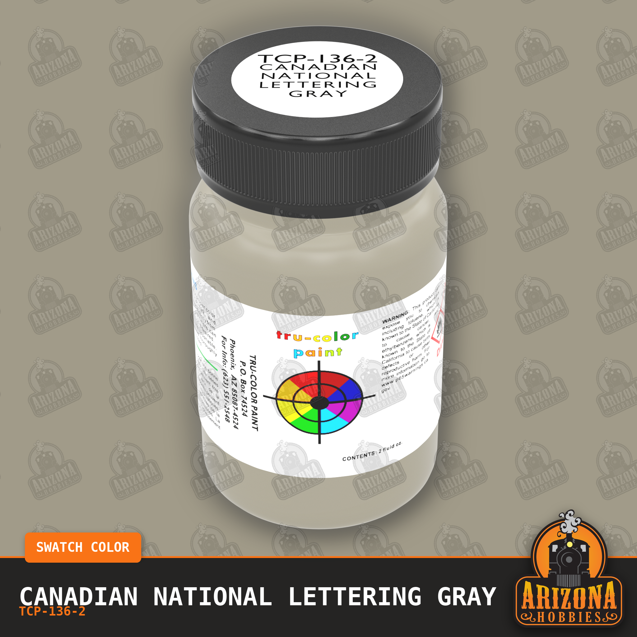 Canadian National LETTERING GRAY 2-oz bottle (Air-brush) Tru-Color Paint SPECIAL ORDER ONLY-with color swatch-Arizona Hobbies