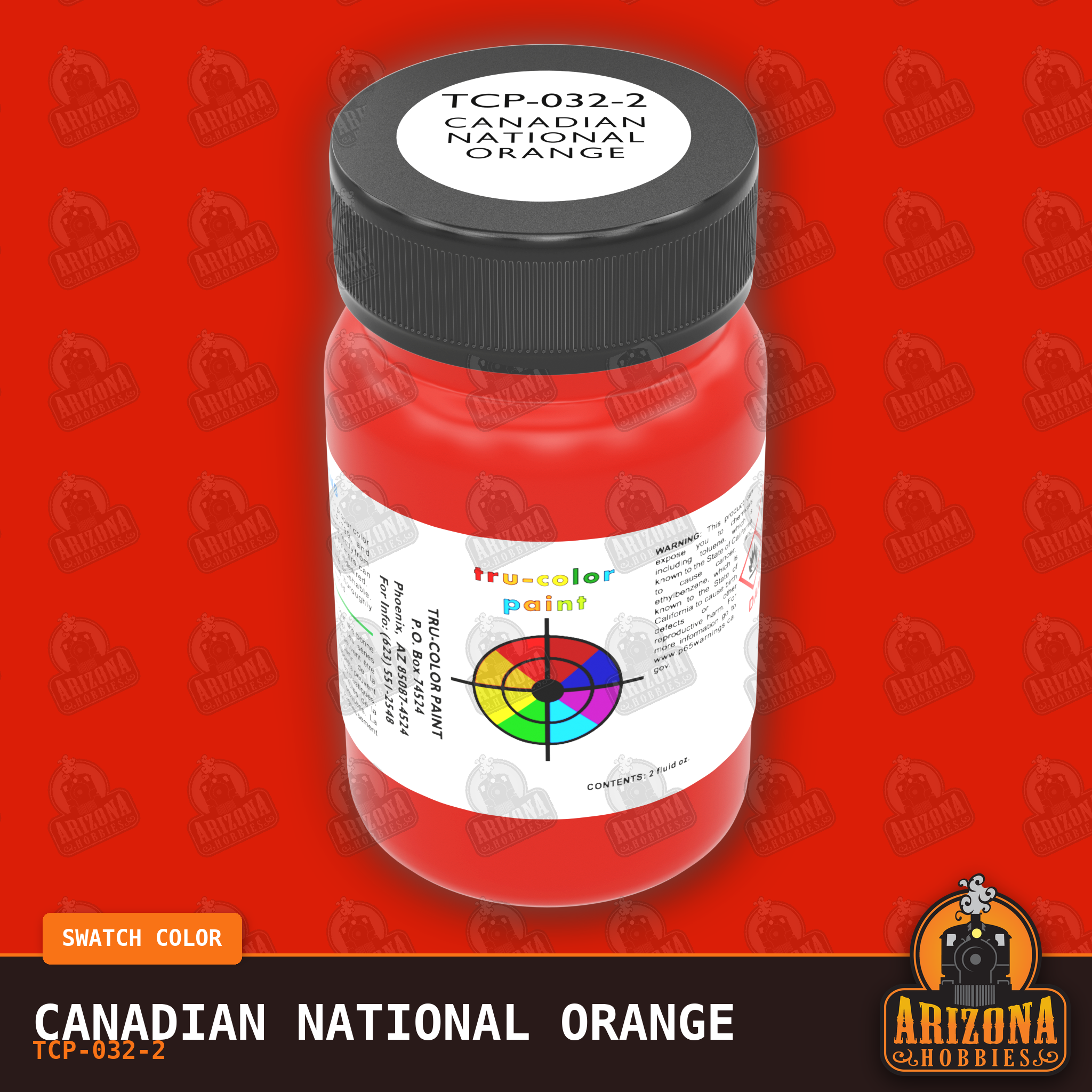 Canadian National ORANGE 2-oz bottle (Air-brush) Tru-Color Paint SPECIAL ORDER ONLY-with color swatch-Arizona Hobbies