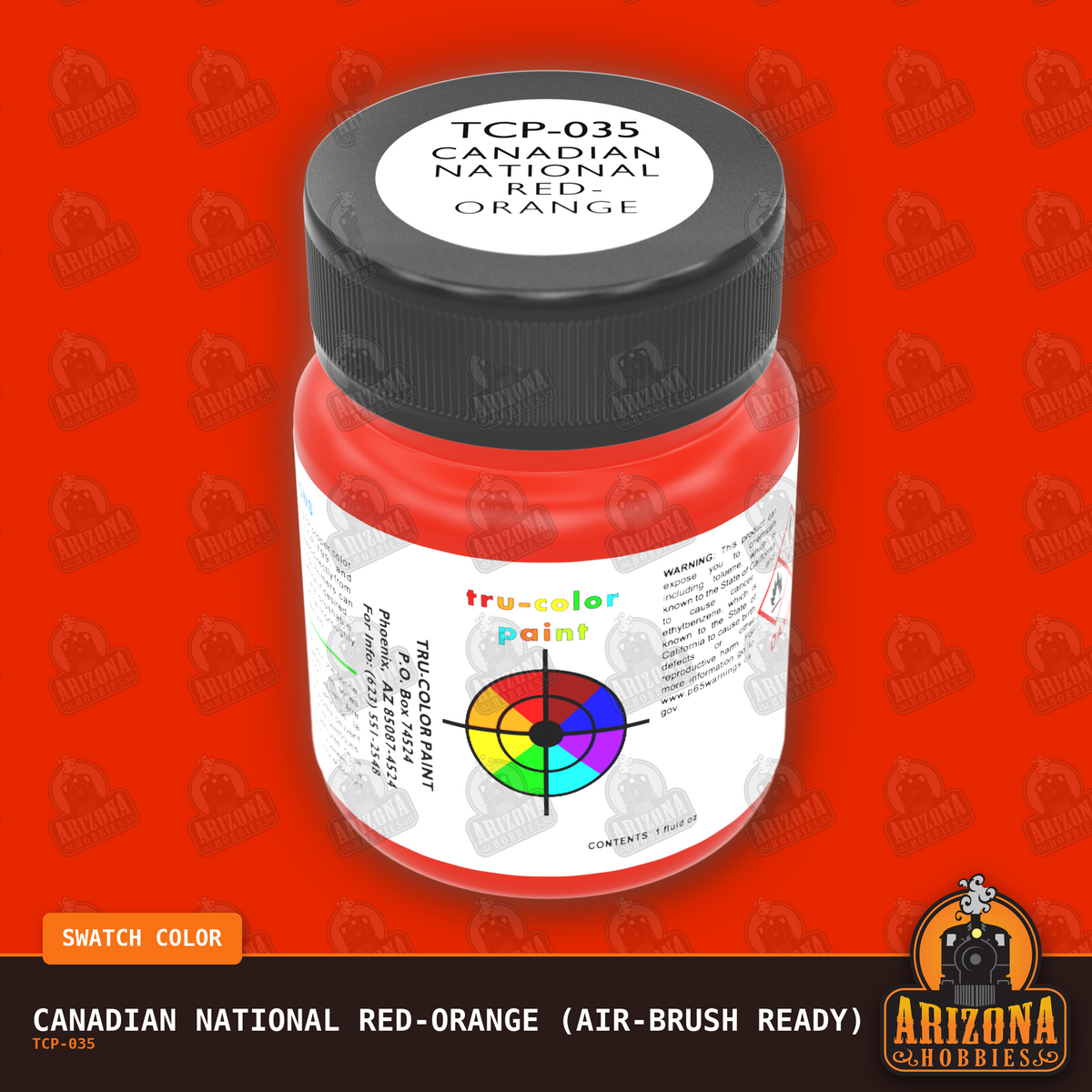 Canadian National RED-ORANGE 1-oz bottle (Air-brush) Tru-Color Paint-with color swatch-Arizona Hobbies