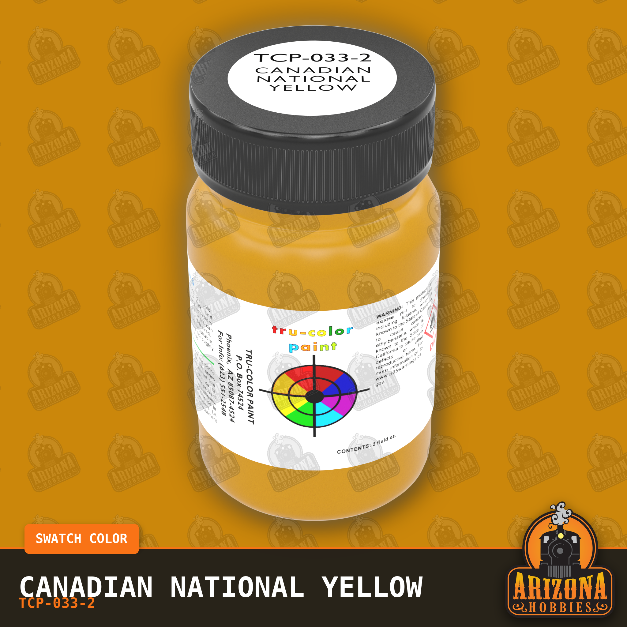 Canadian National YELLOW 2-oz bottle (Air-brush) Tru-Color Paint SPECIAL ORDER ONLY-with color swatch-Arizona Hobbies